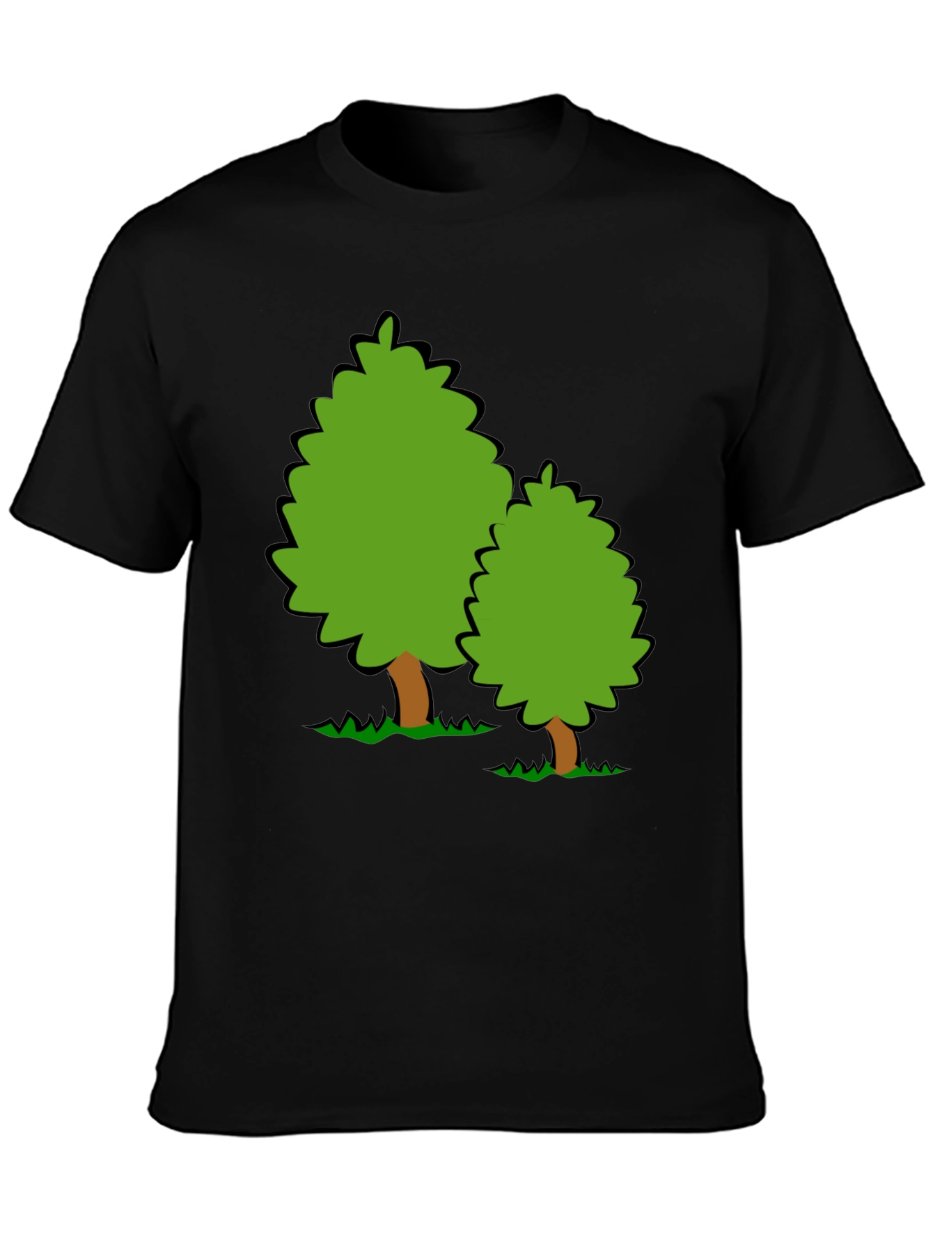 Cartoon Tree Graphic Black T-Shirt
