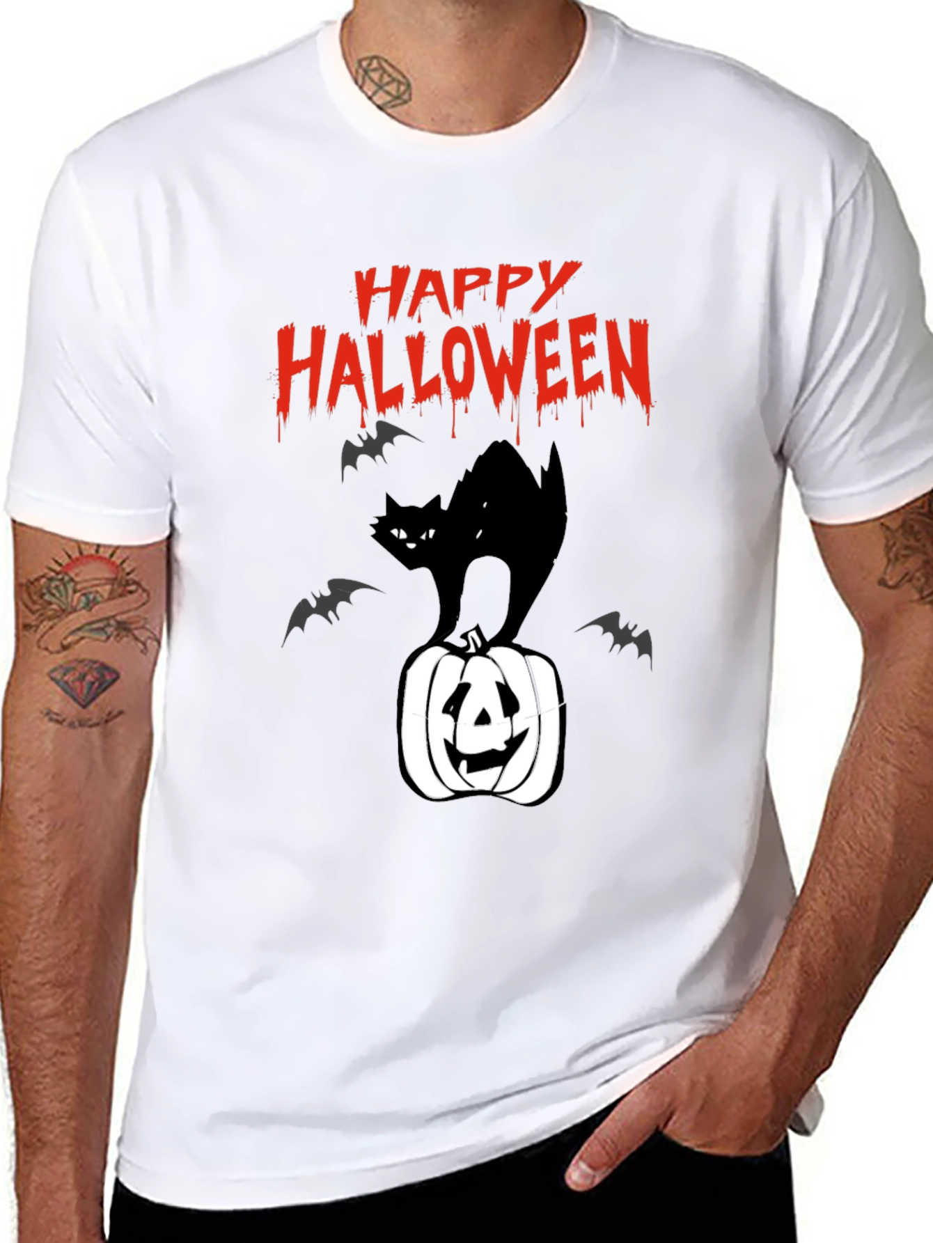 Happy Halloween Black Cat Pumpkin T-Shirt