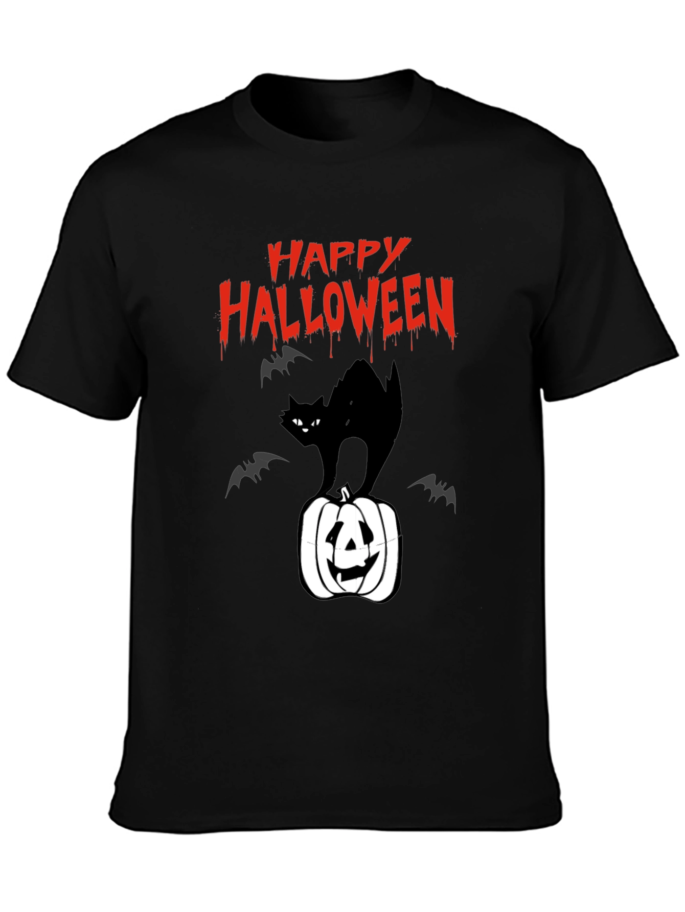 Happy Halloween Black Cat Pumpkin T-Shirt
