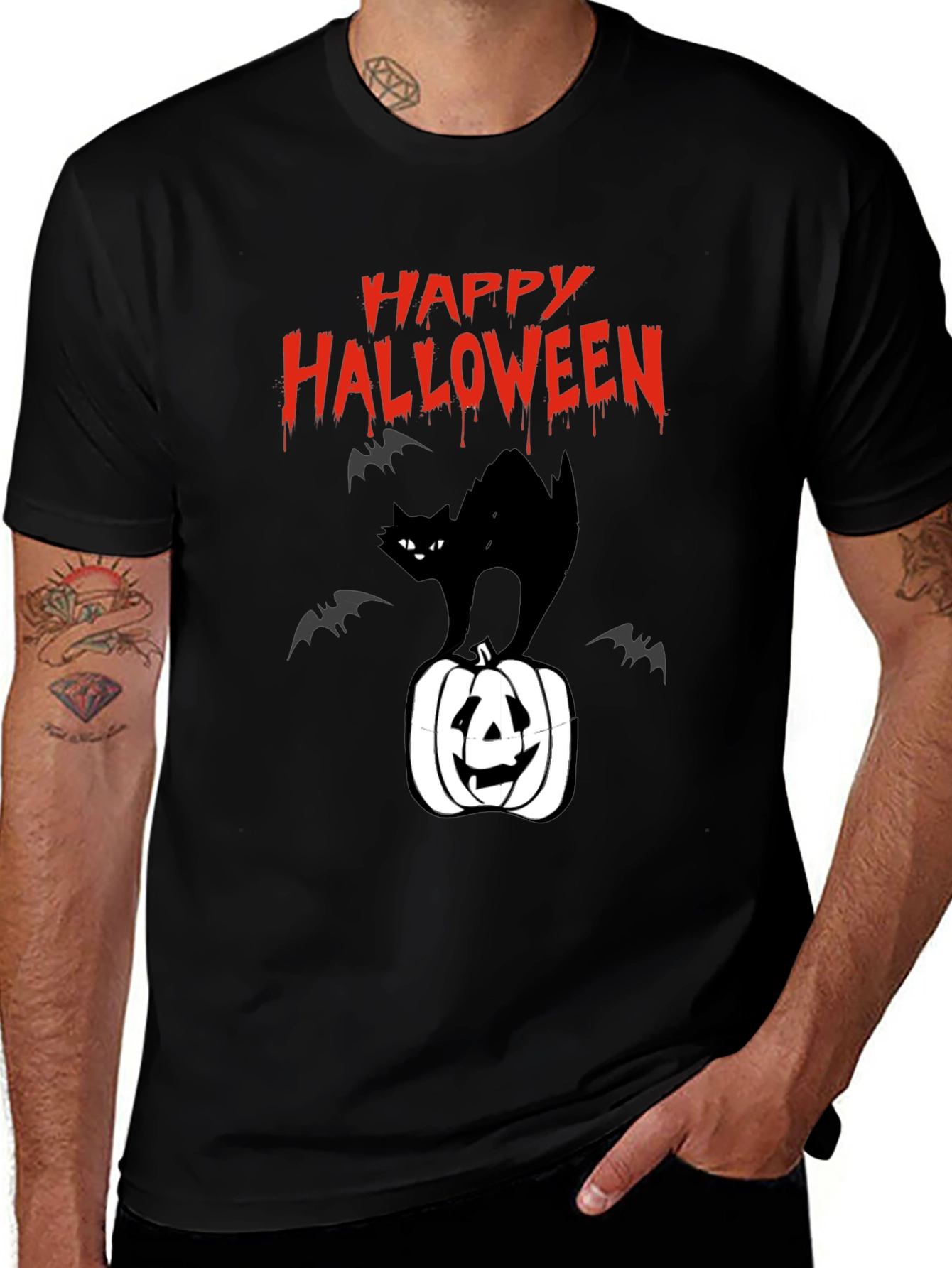 Happy Halloween Black Cat Pumpkin T-Shirt