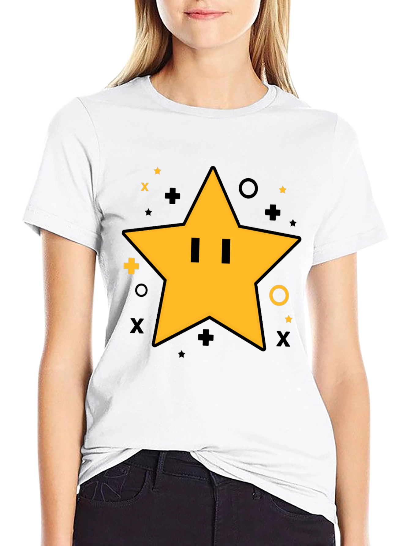 Super Star Power-Up T-Shirt - Black Cotton Tee