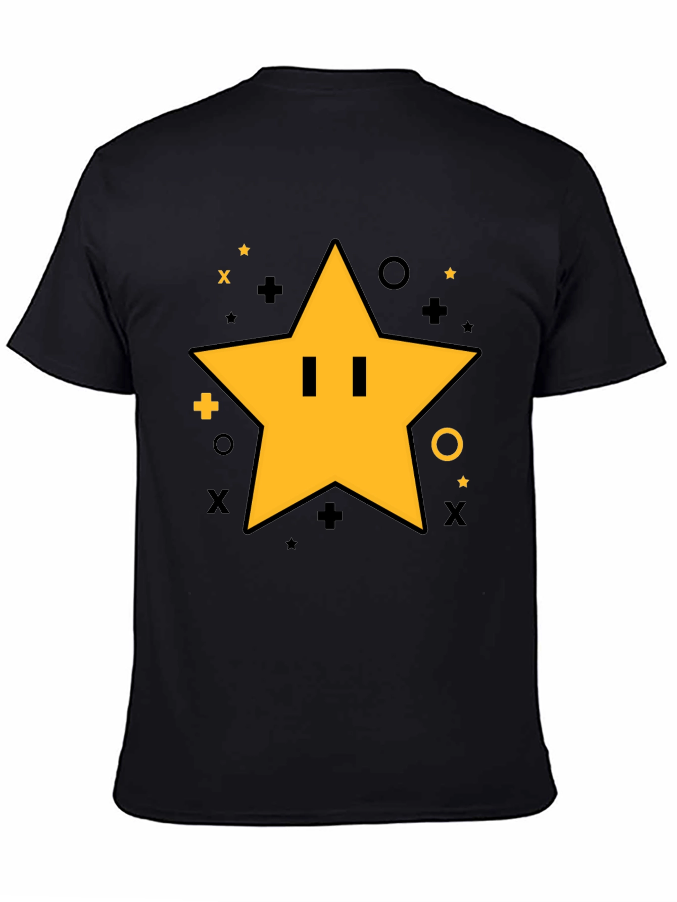 Super Star Power-Up T-Shirt - Black Cotton Tee