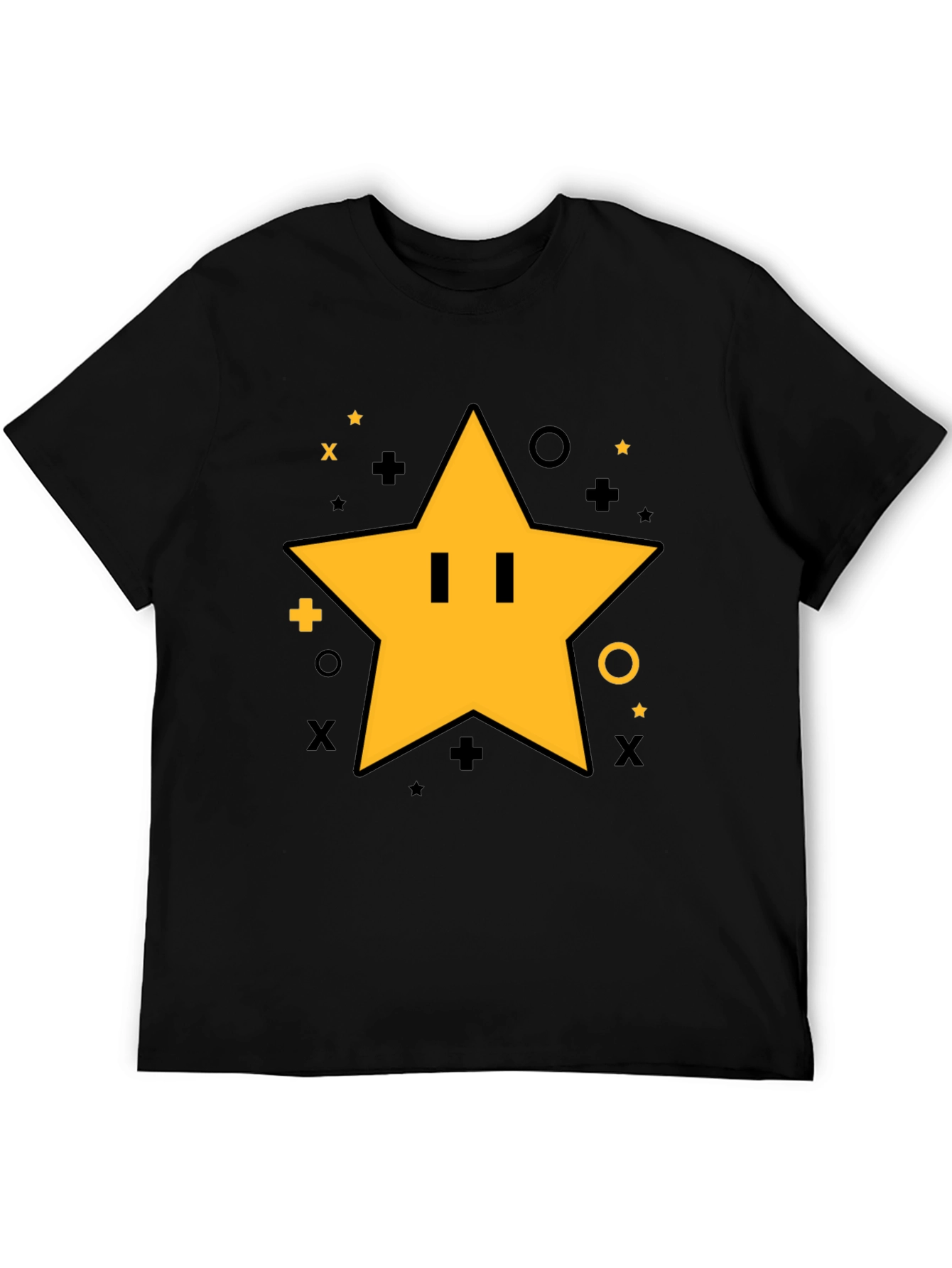 Super Star Power-Up T-Shirt - Black Cotton Tee