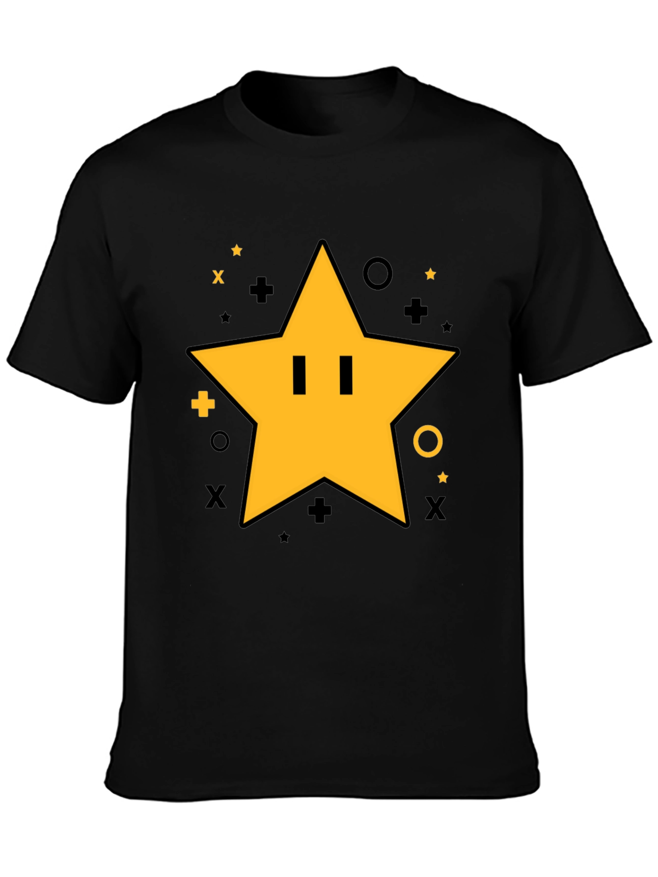 Super Star Power-Up T-Shirt - Black Cotton Tee