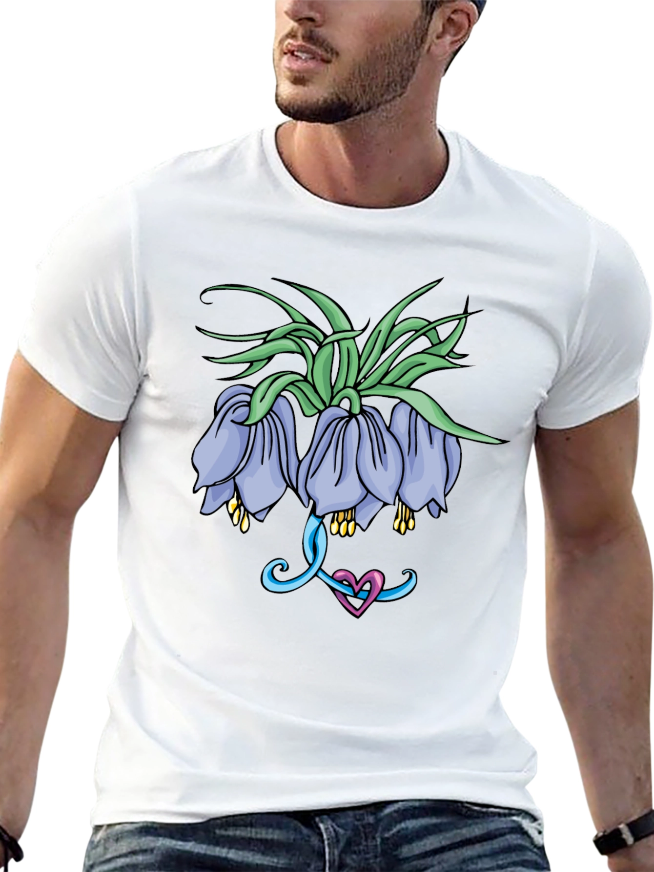 Floral Graphic Print Black T-Shirt for Men
