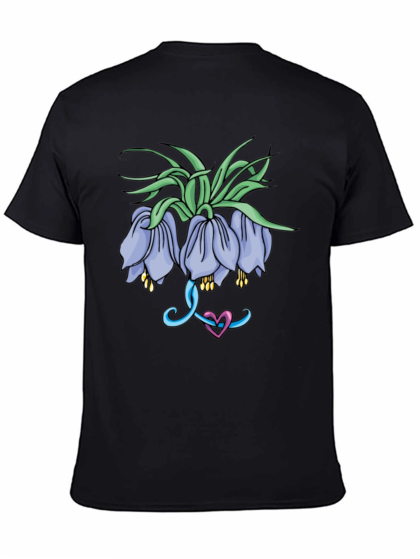Floral Graphic Print Black T-Shirt for Men