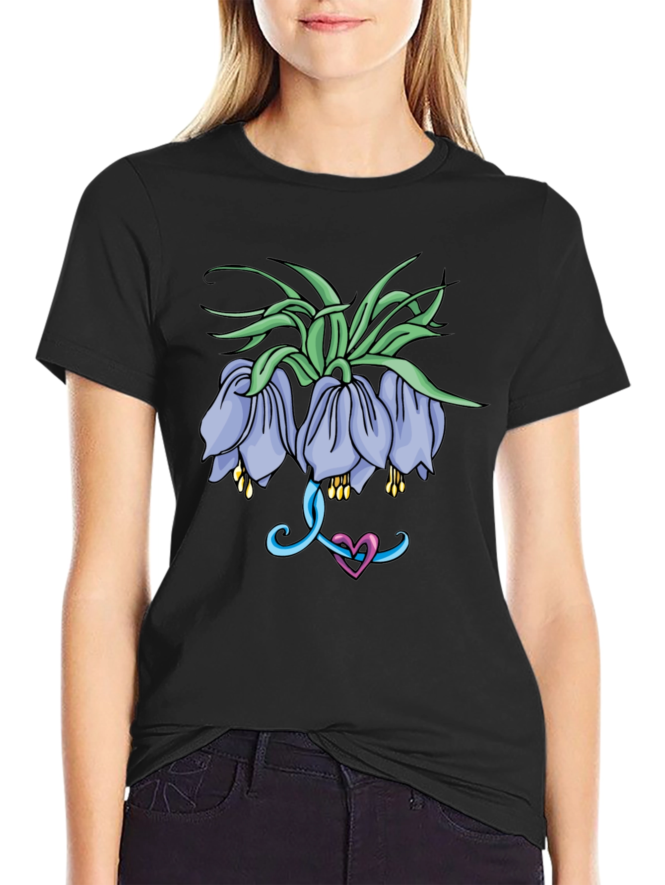 Floral Graphic Print Black T-Shirt for Men