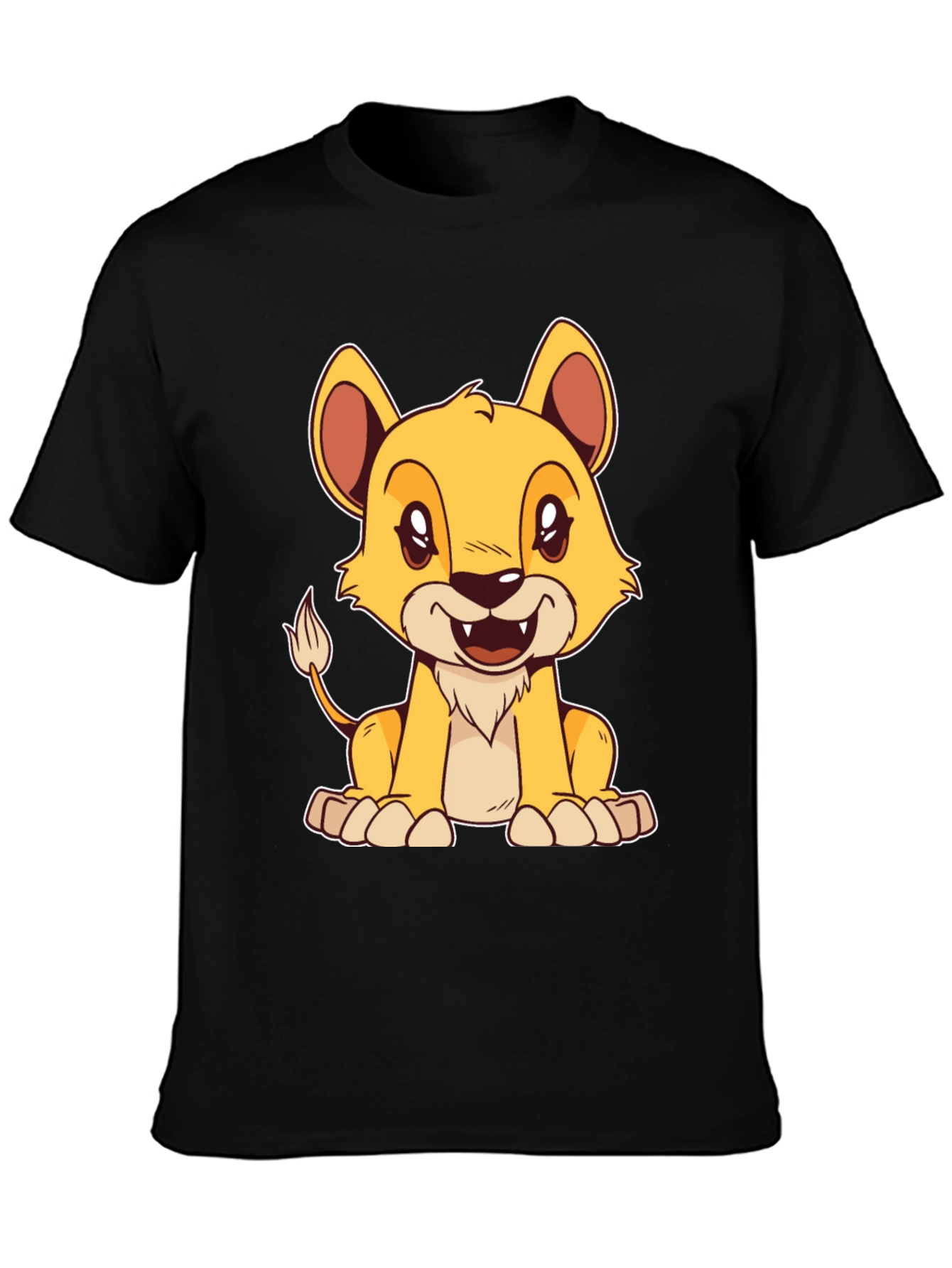 Cartoon Lion Graphic Tee - Black