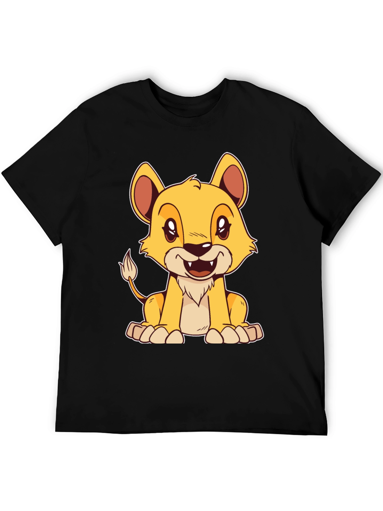 Cartoon Lion Graphic Tee - Black