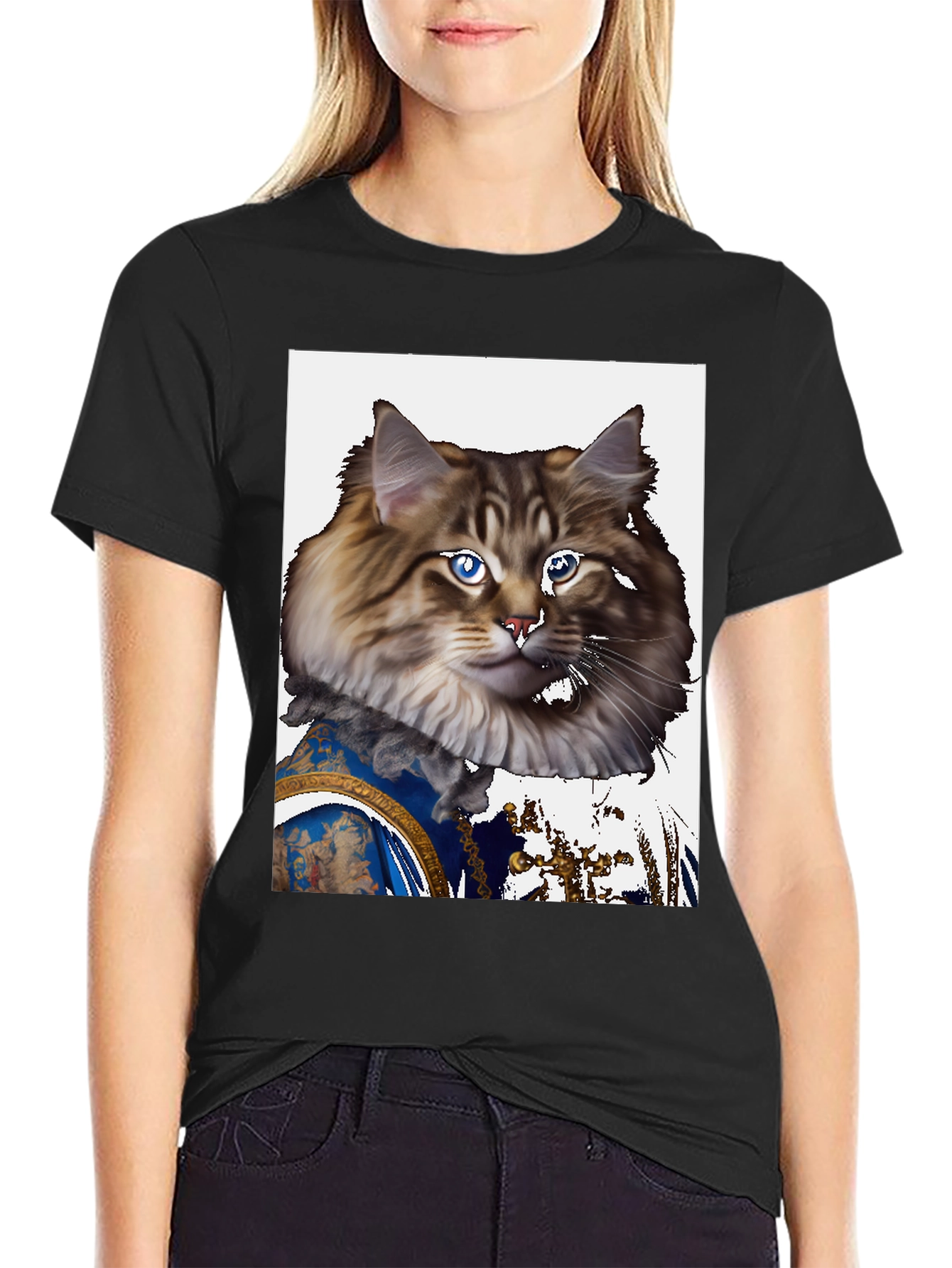 Regal Cat Portrait T-Shirt - Unique Design