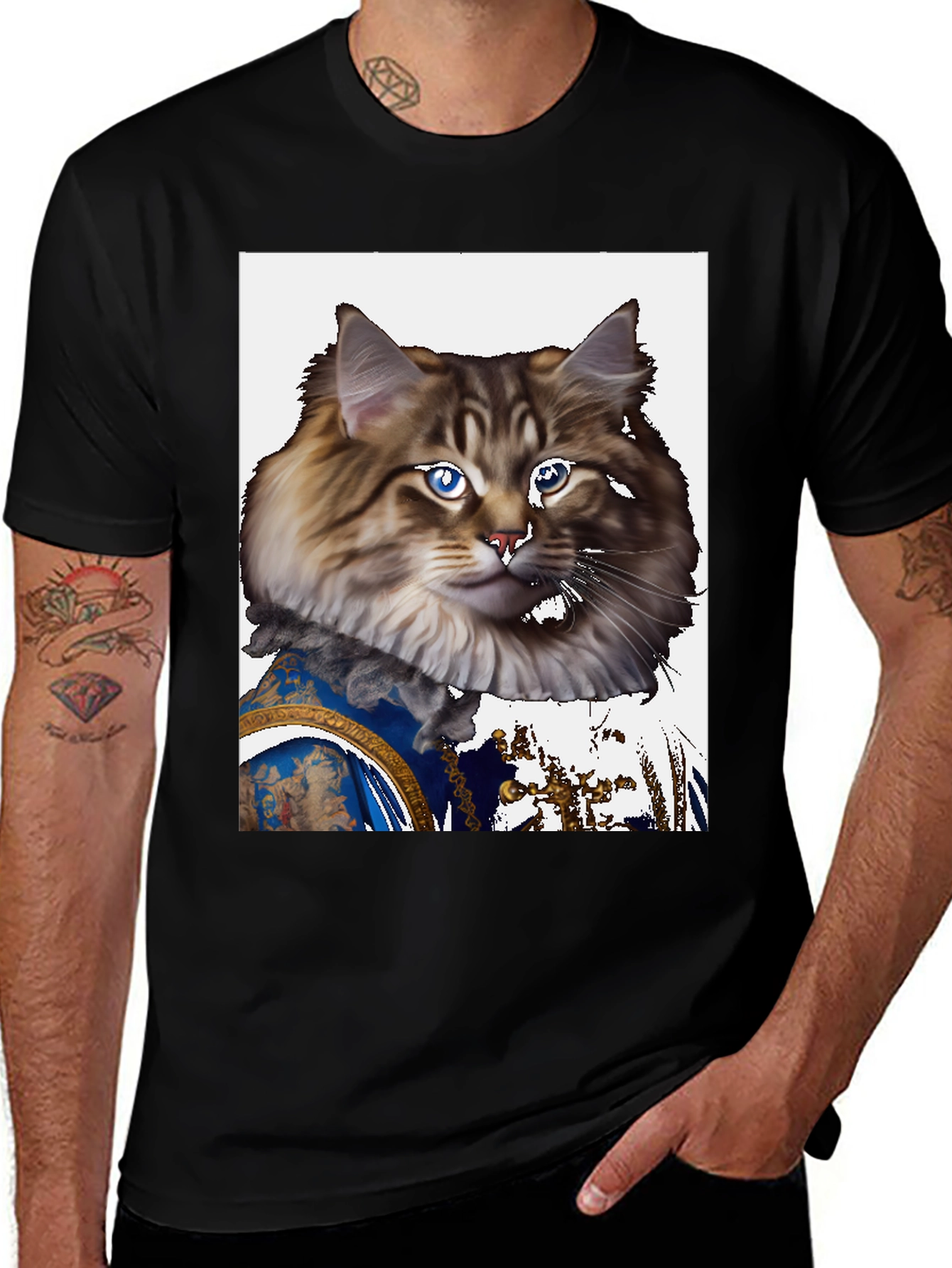 Regal Cat Portrait T-Shirt - Unique Design