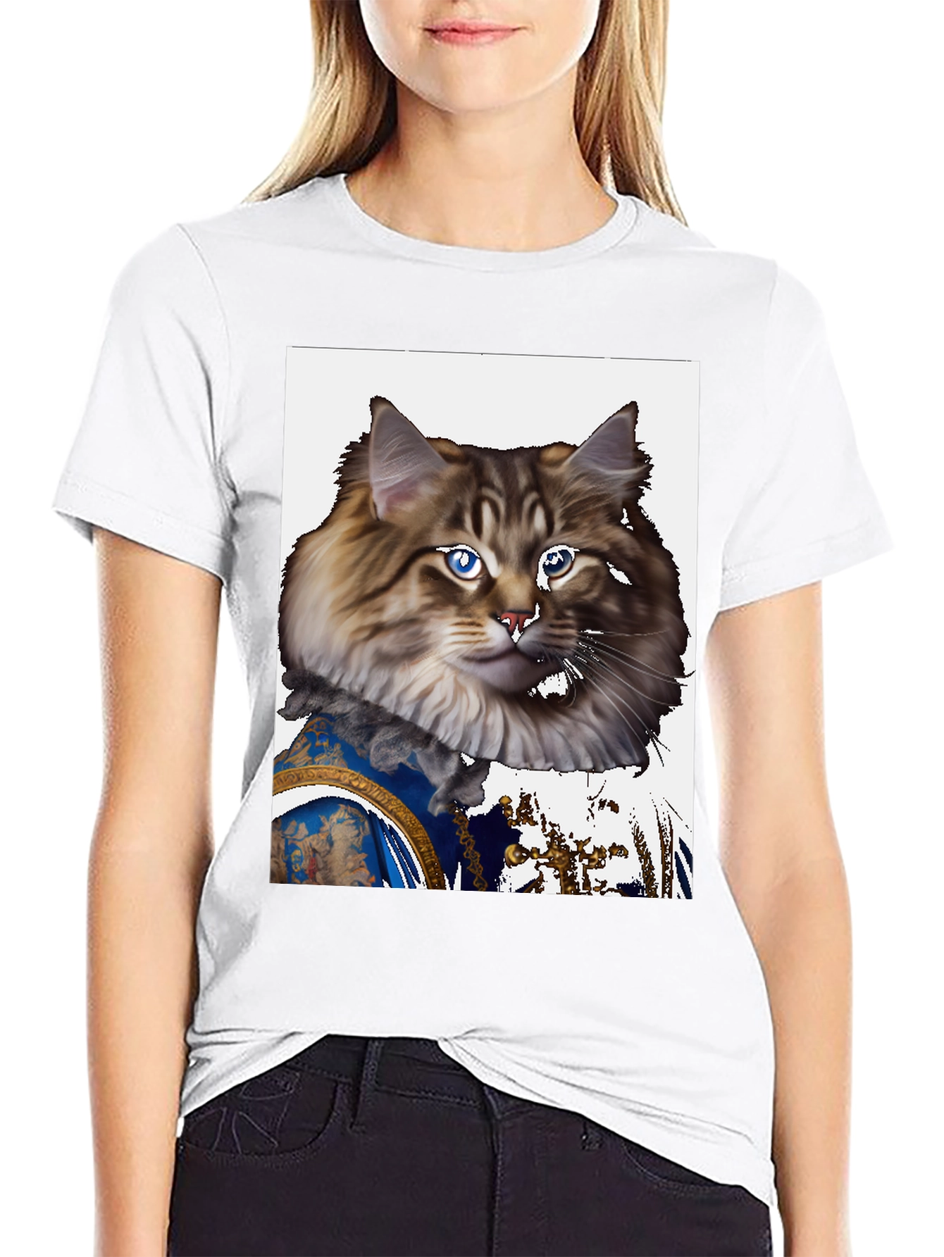 Regal Cat Portrait T-Shirt - Unique Design