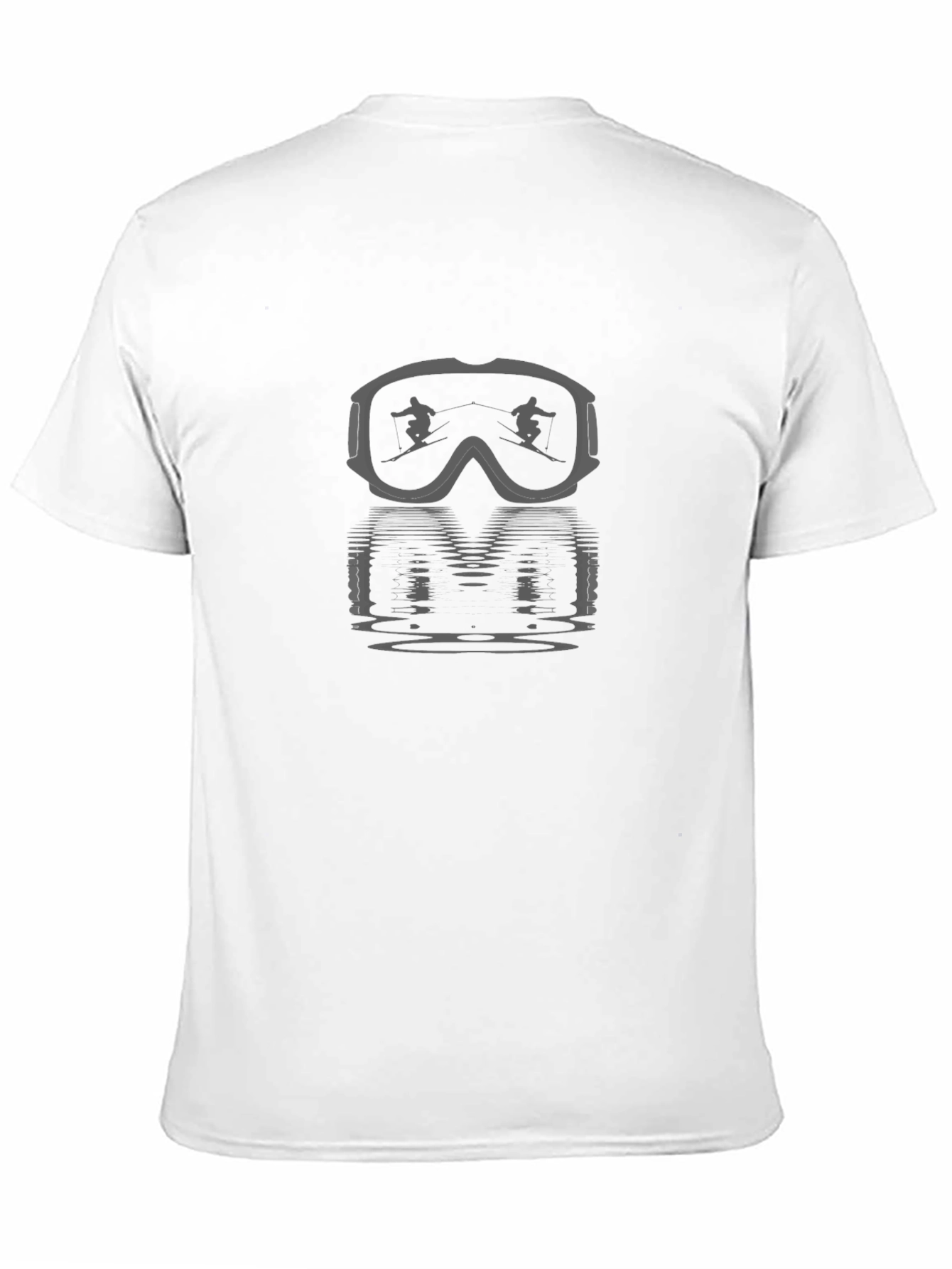 Skier Reflection Graphic Tee - Black Cotton T-Shirt