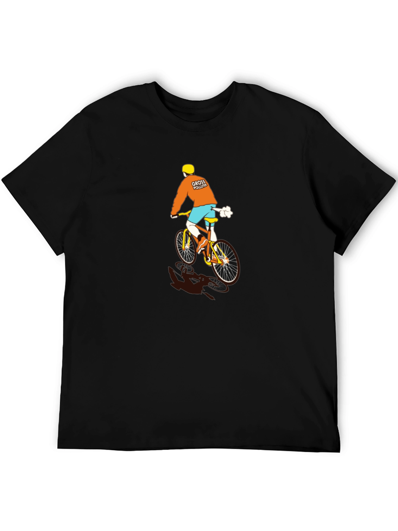 Funny Gross Polluter Biker Black T-Shirt