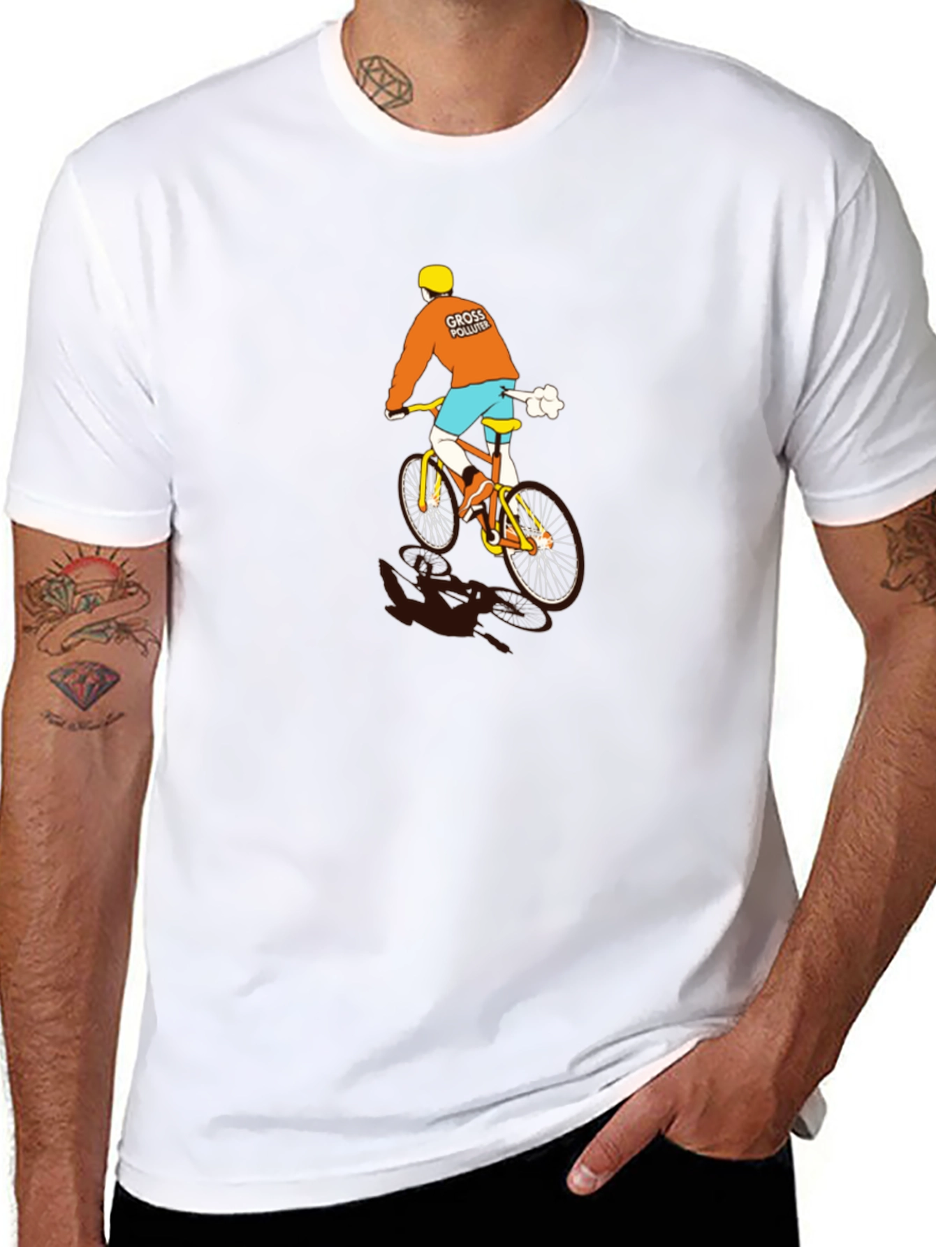 Funny Gross Polluter Biker Black T-Shirt