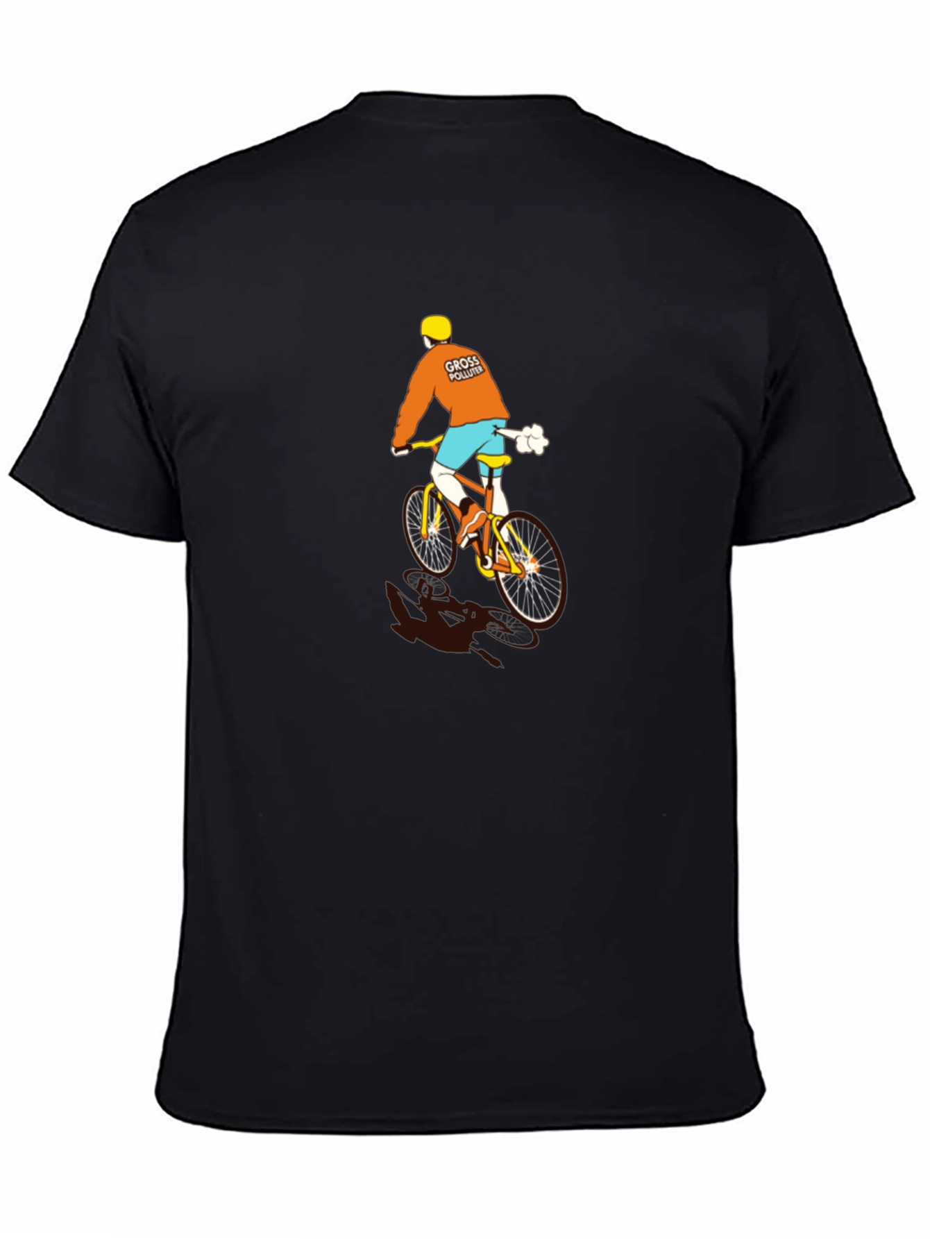 Funny Gross Polluter Biker Black T-Shirt