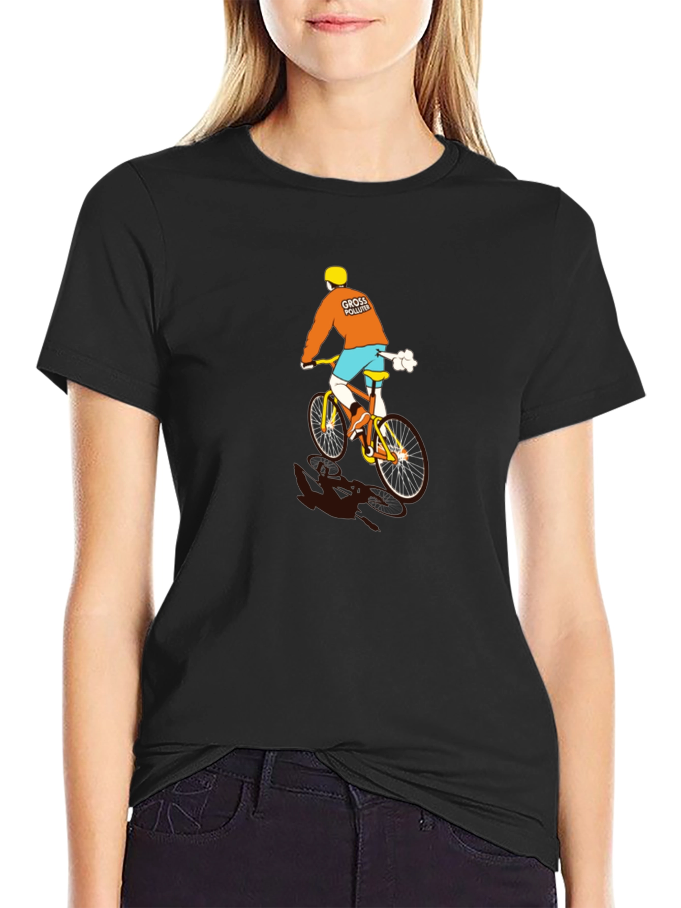 Funny Gross Polluter Biker Black T-Shirt