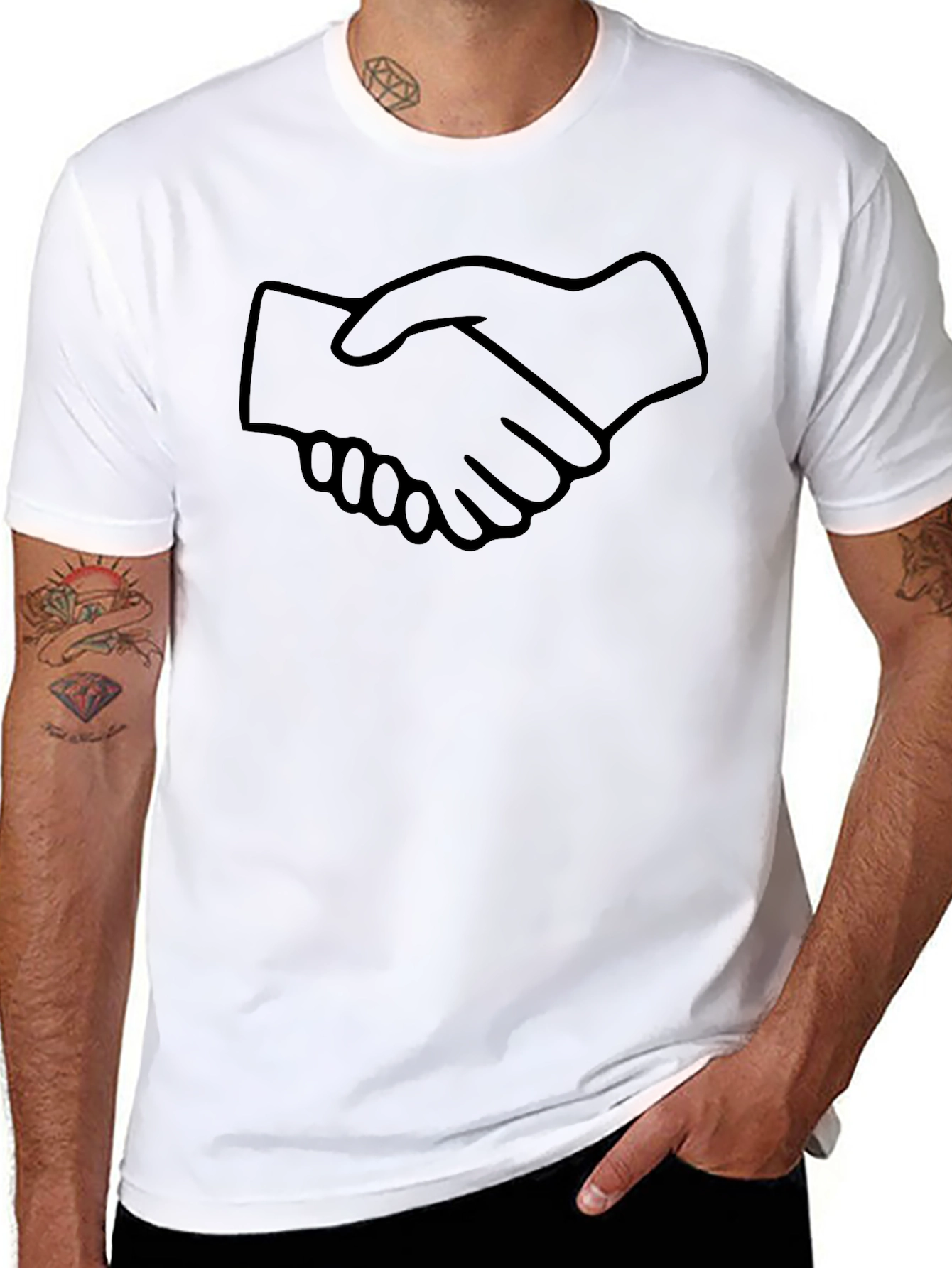 Handshake Graphic Black T-Shirt - Modern Style