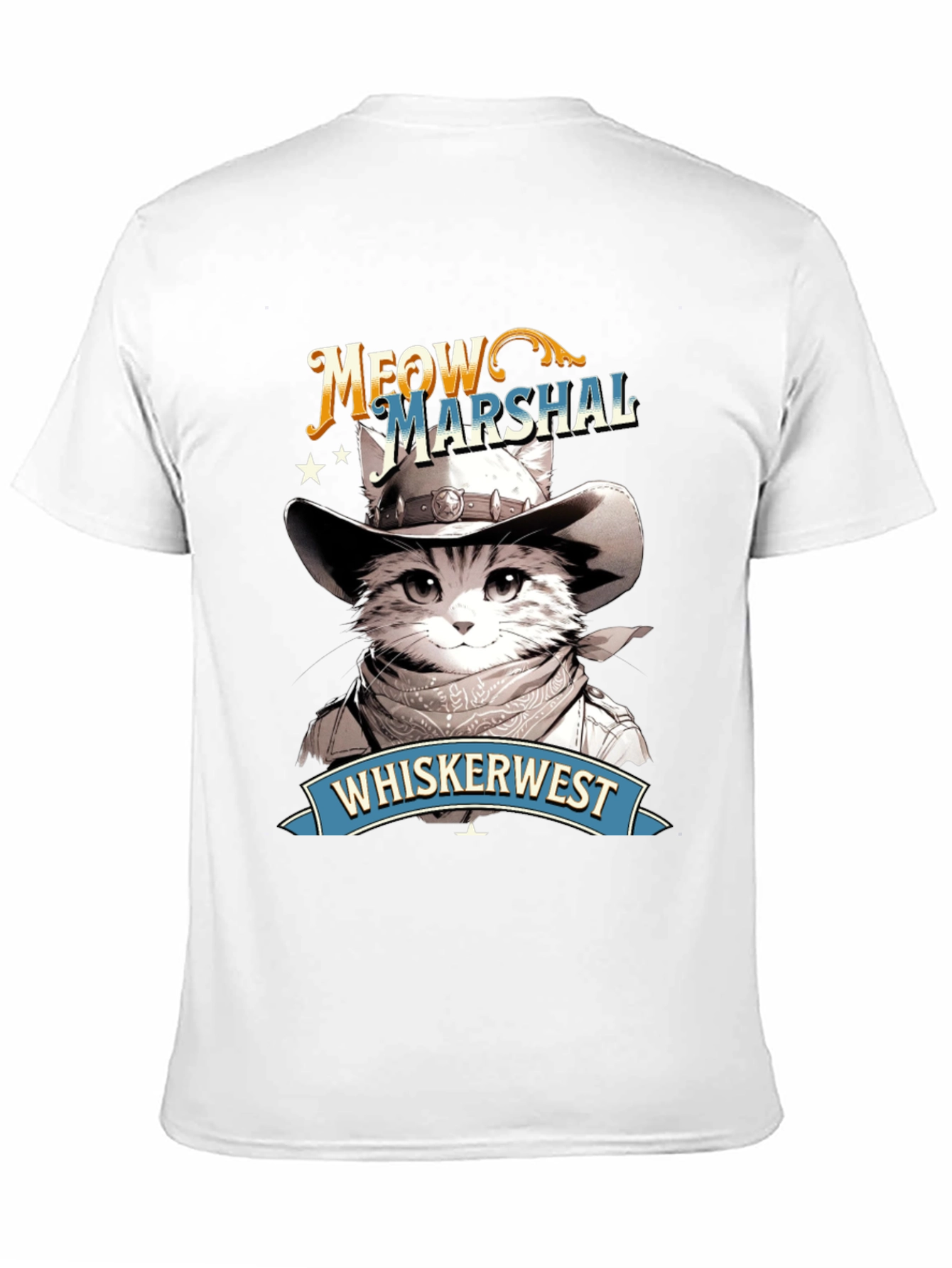 Meow Marshal T-Shirt - Western Cat Design