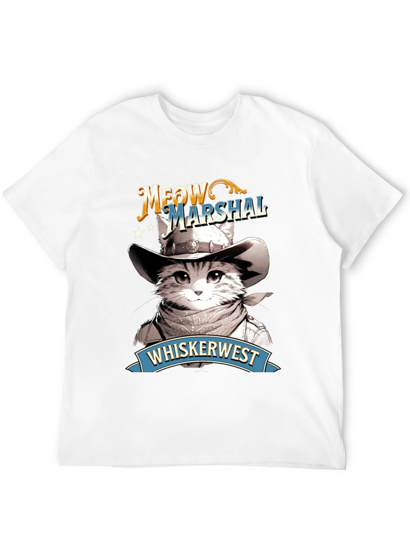 Meow Marshal T-Shirt - Western Cat Design