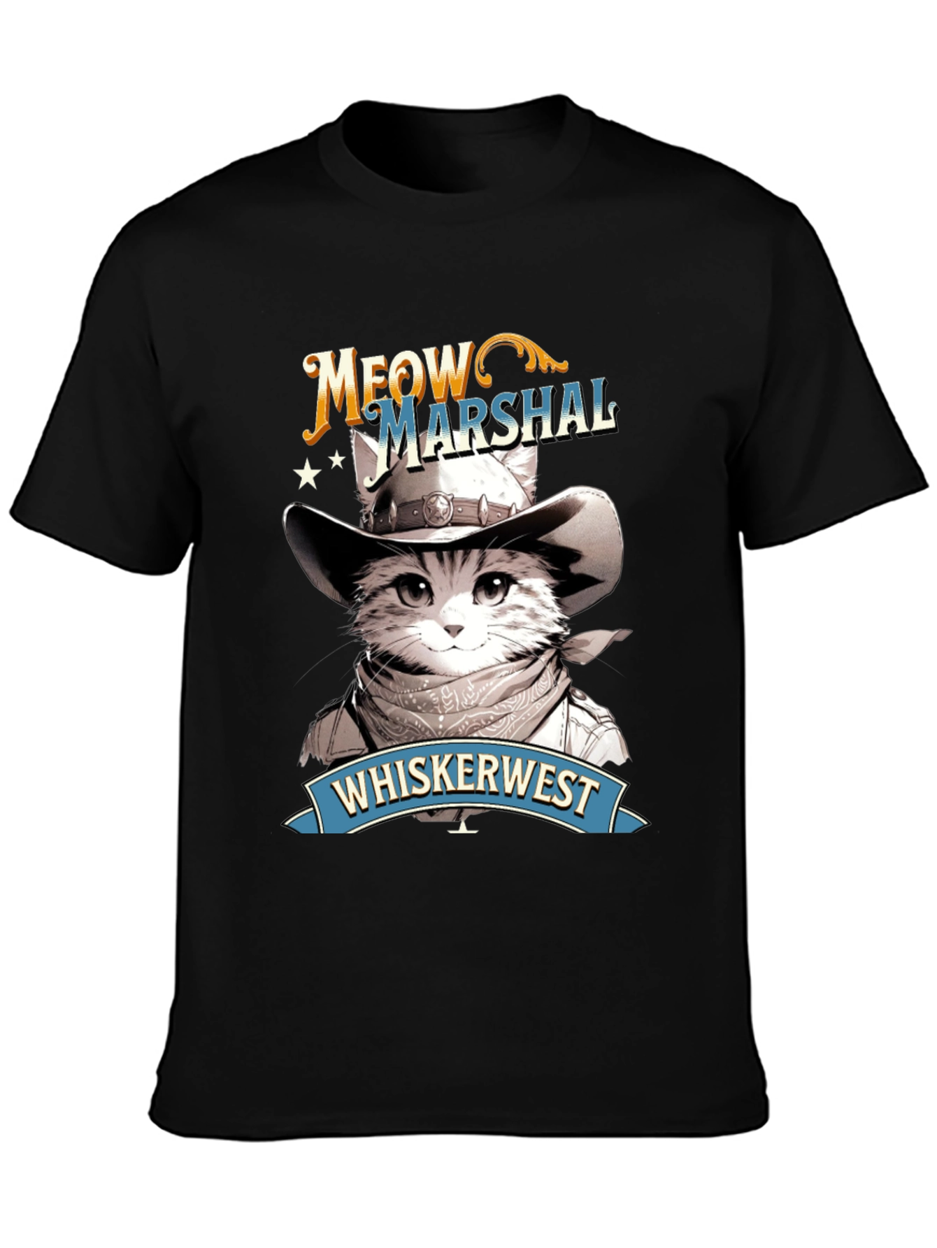 Meow Marshal T-Shirt - Western Cat Design