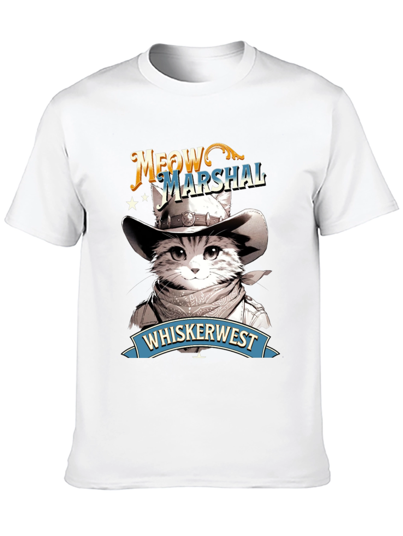 Meow Marshal T-Shirt - Western Cat Design