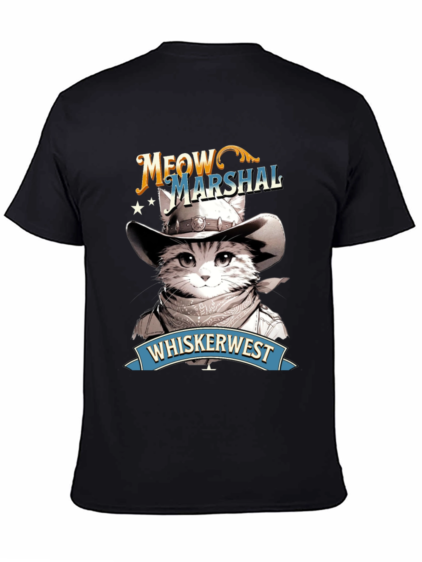 Meow Marshal T-Shirt - Western Cat Design
