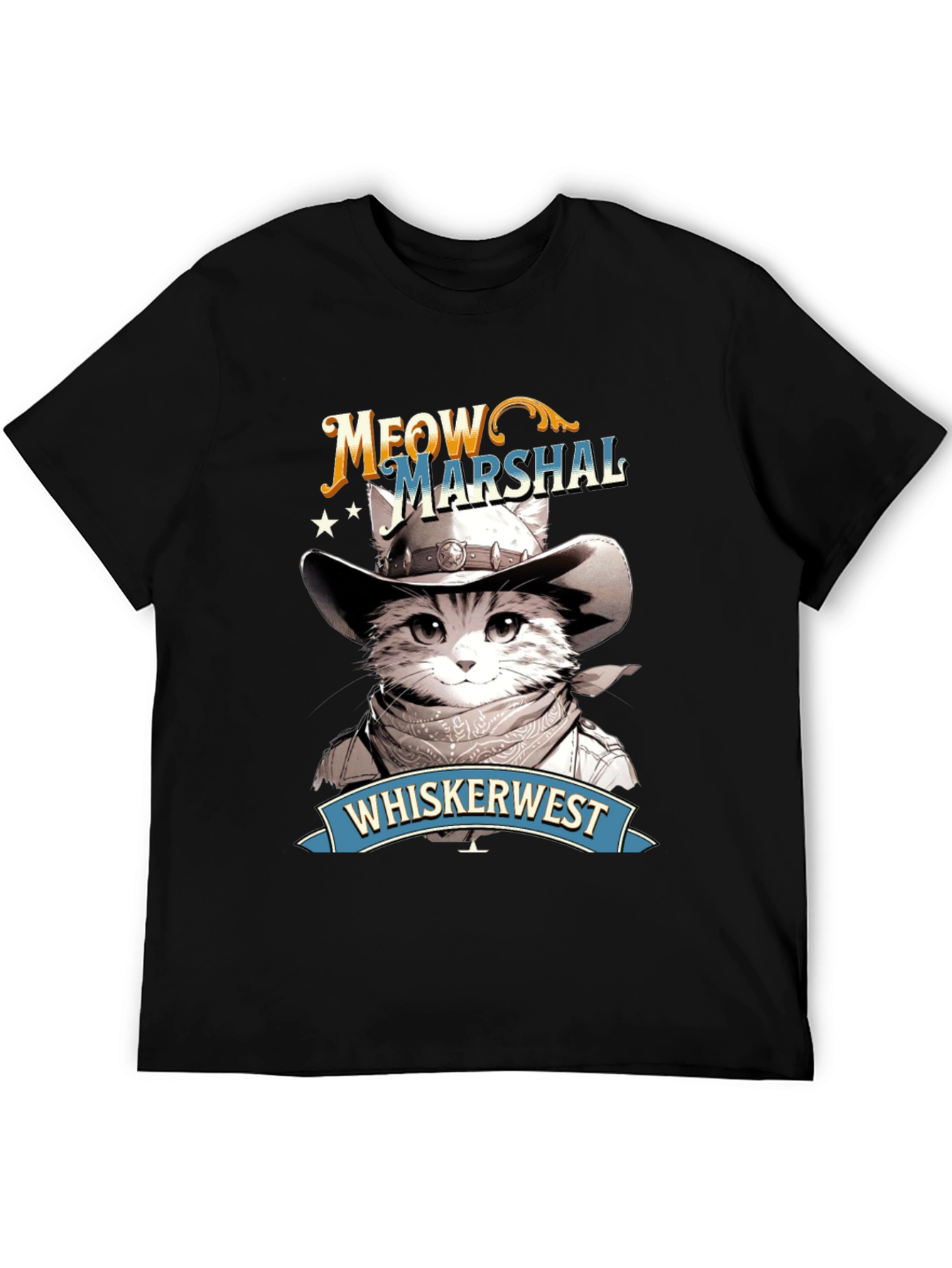 Meow Marshal T-Shirt - Western Cat Design