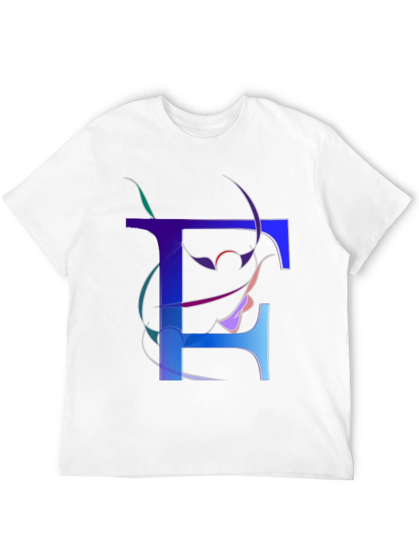Abstract Letter T Graphic Print Black T-Shirt