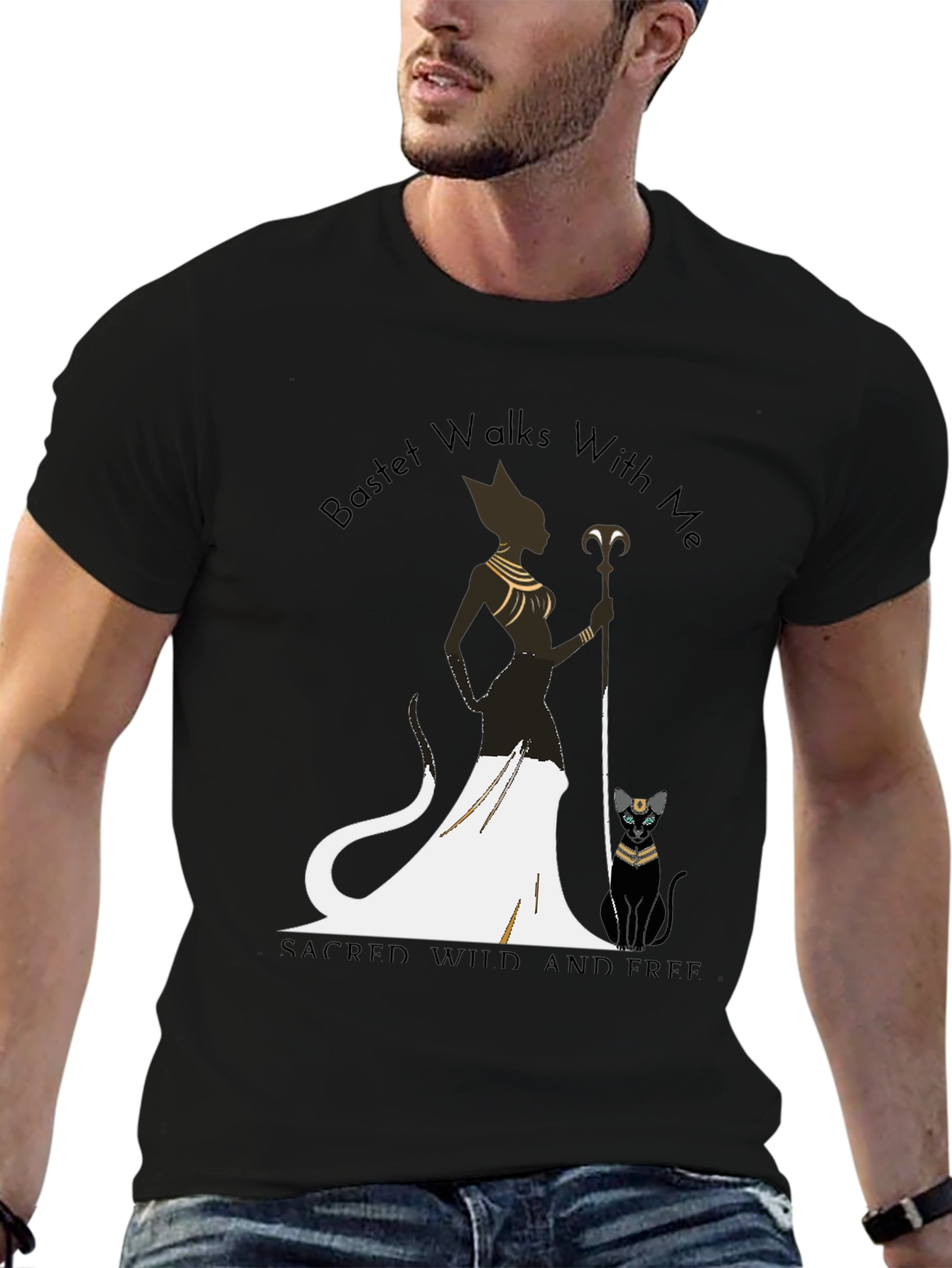 Bastet Walks With Me Graphic T-Shirt