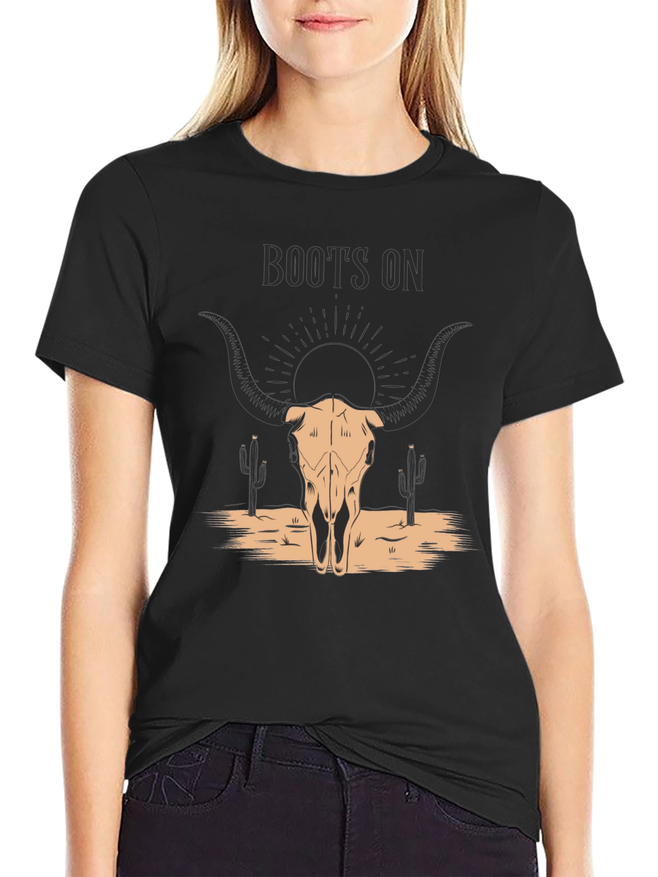 Boots On Bull Skull Graphic Tee