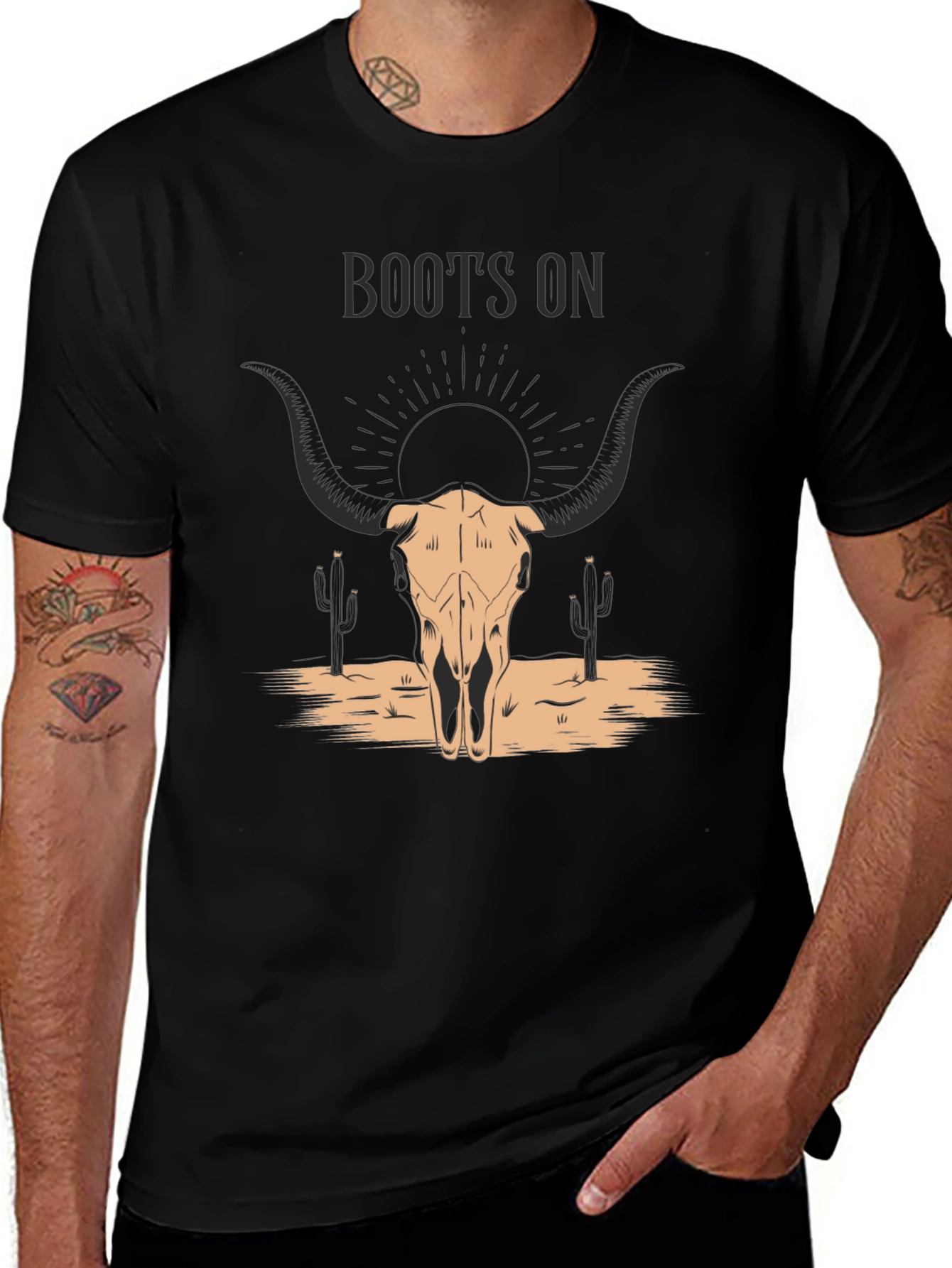 Boots On Bull Skull Graphic Tee