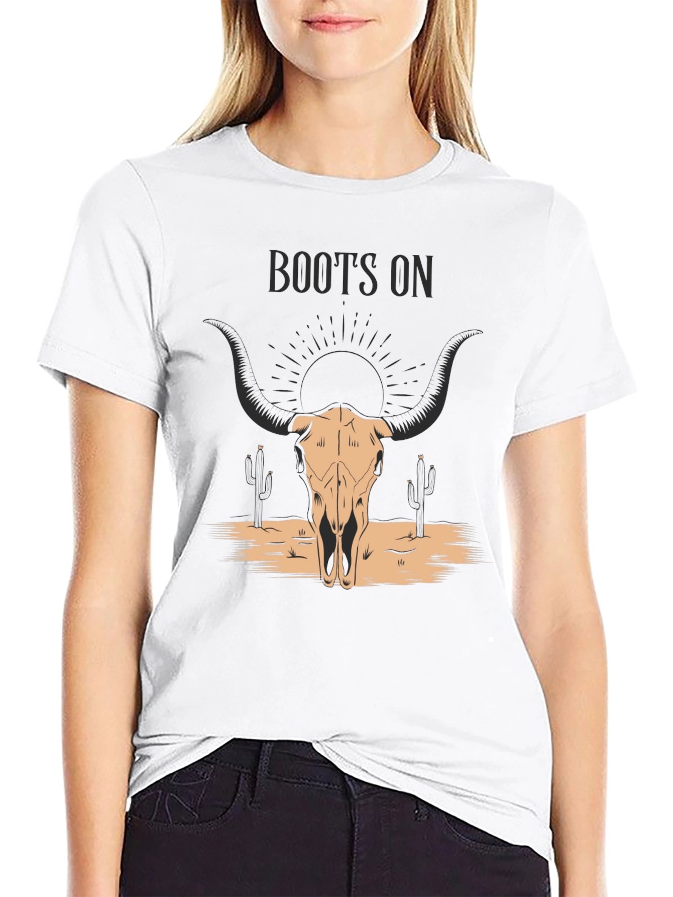 Boots On Bull Skull Graphic Tee
