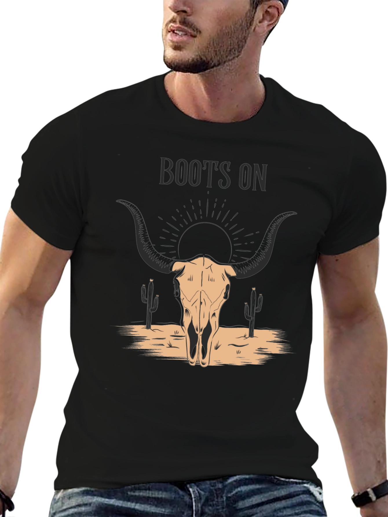 Boots On Bull Skull Graphic Tee