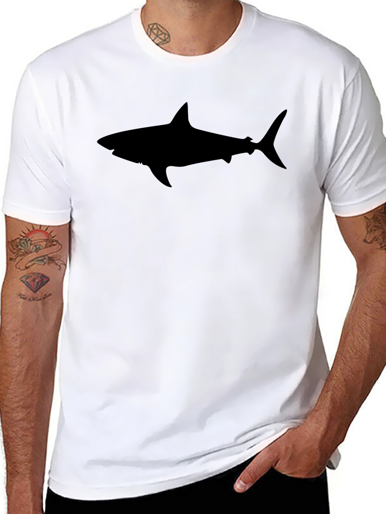 Shark Silhouette Graphic Black T-Shirt