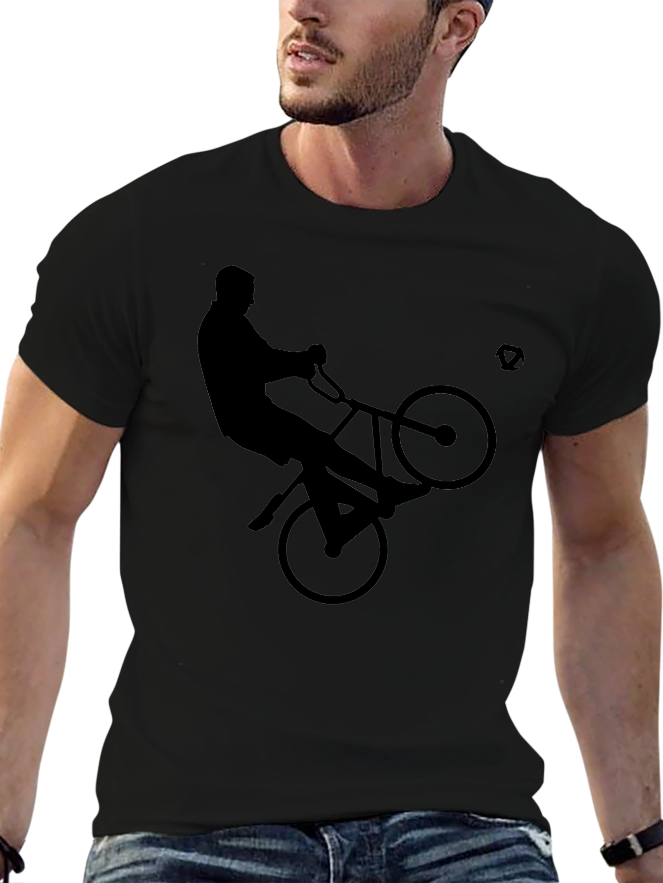 Cool Black Cyclist Graphic Tee Shirt
