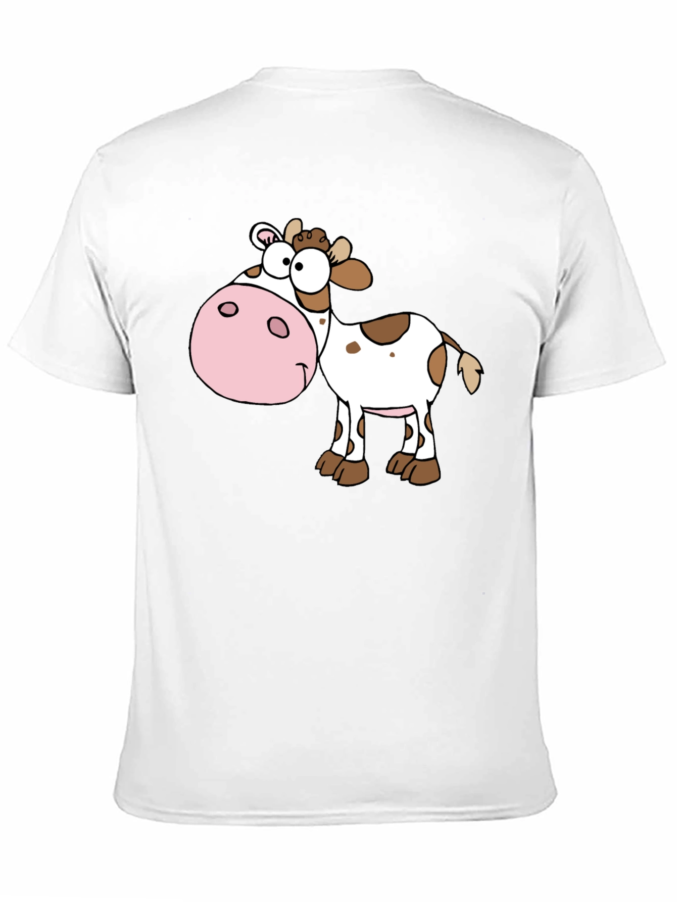 Cartoon Cow Graphic Tee - Black Cotton Blend Shirt
