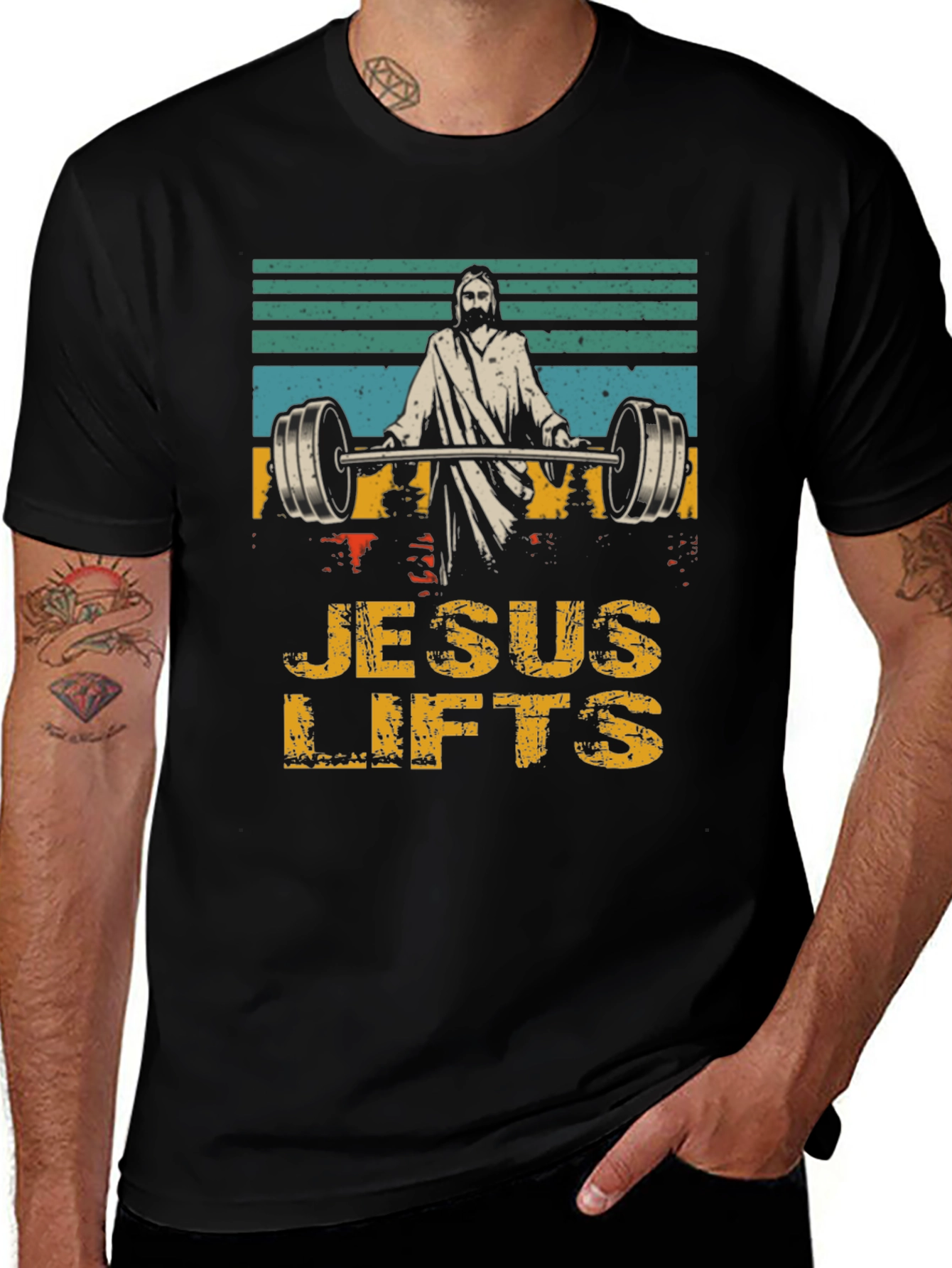 Jesus Lifts T-Shirt - Weightlifting Humor Tee