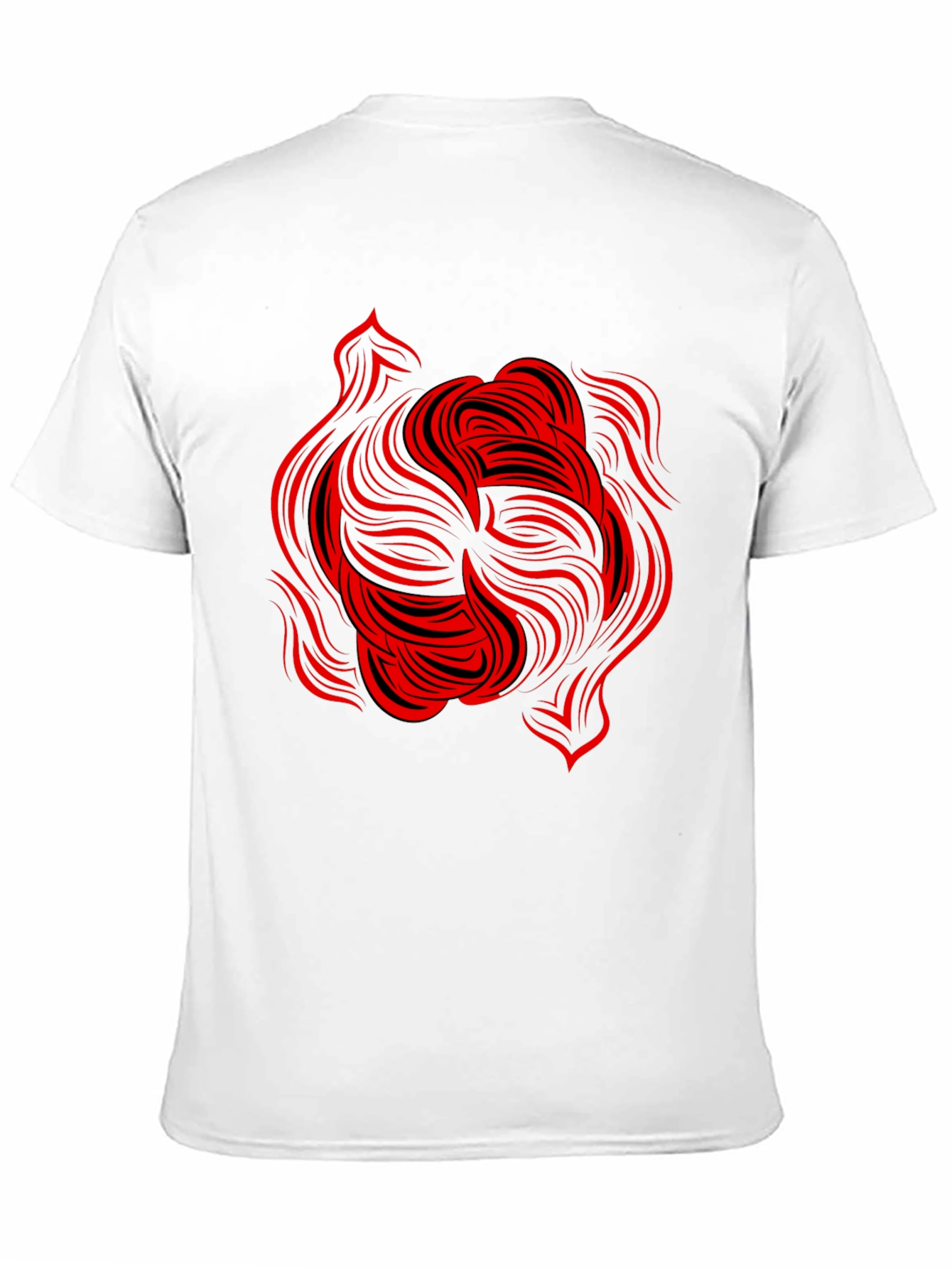 Abstract Red Swirl Graphic Tee - Black