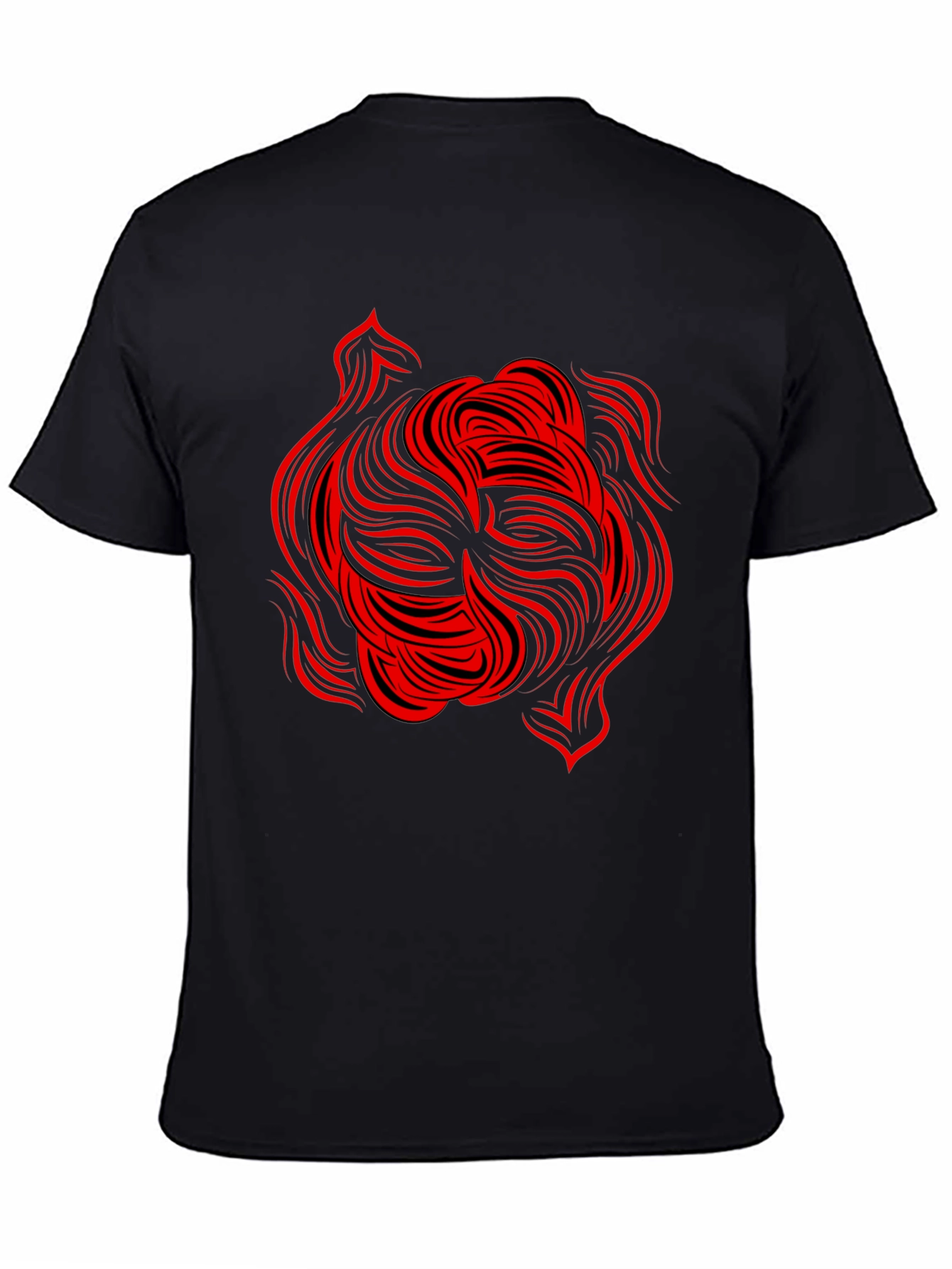 Abstract Red Swirl Graphic Tee - Black