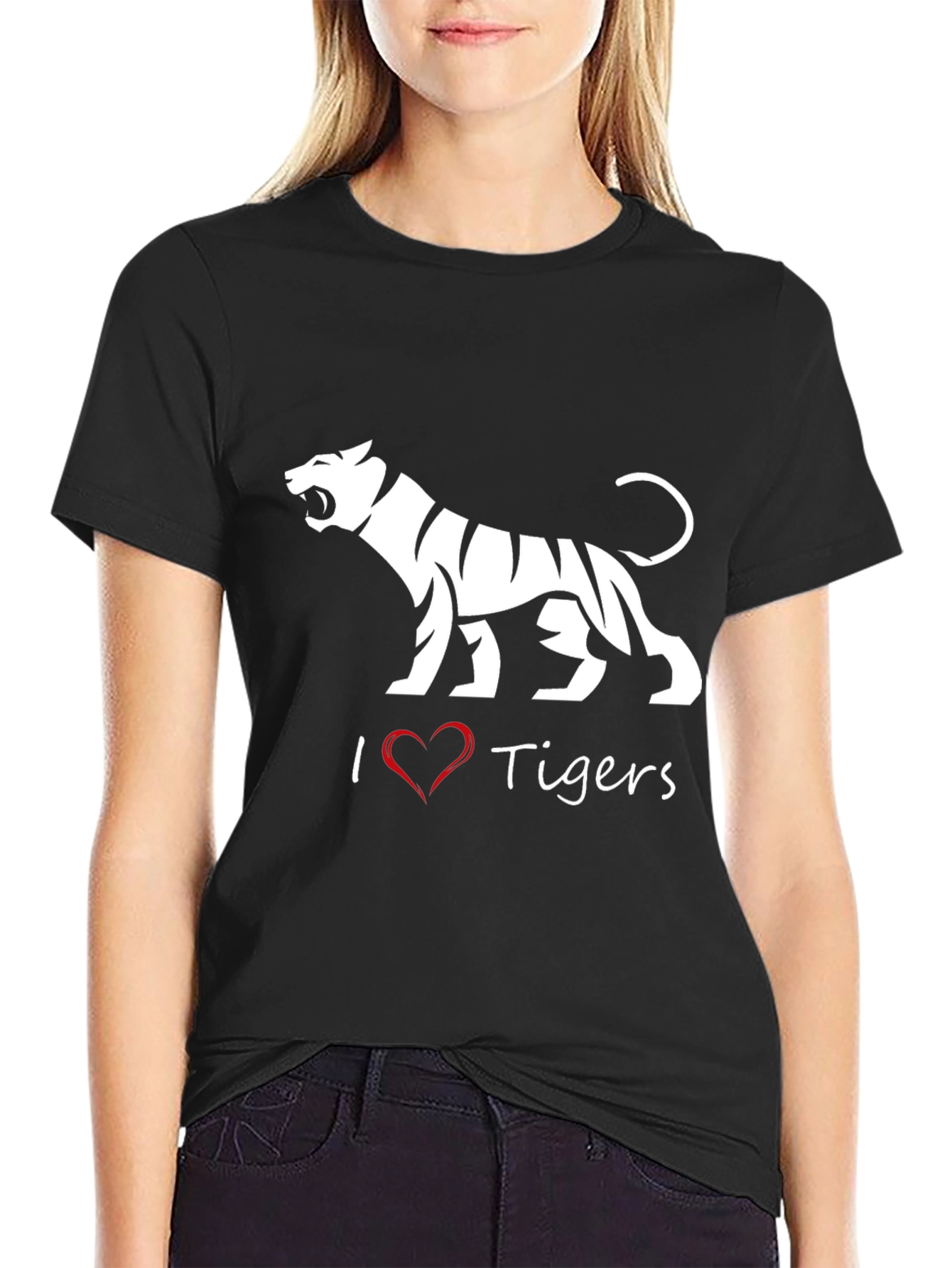 I Love Tigers Black T-Shirt
