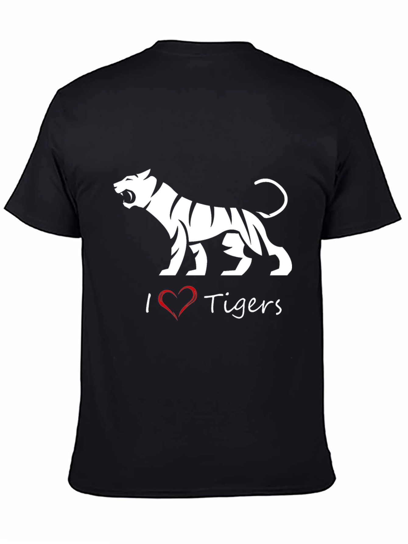I Love Tigers Black T-Shirt
