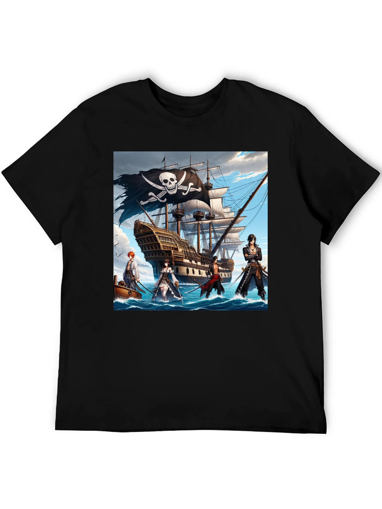 Pirate Anime T-Shirt - Black Cotton Tee