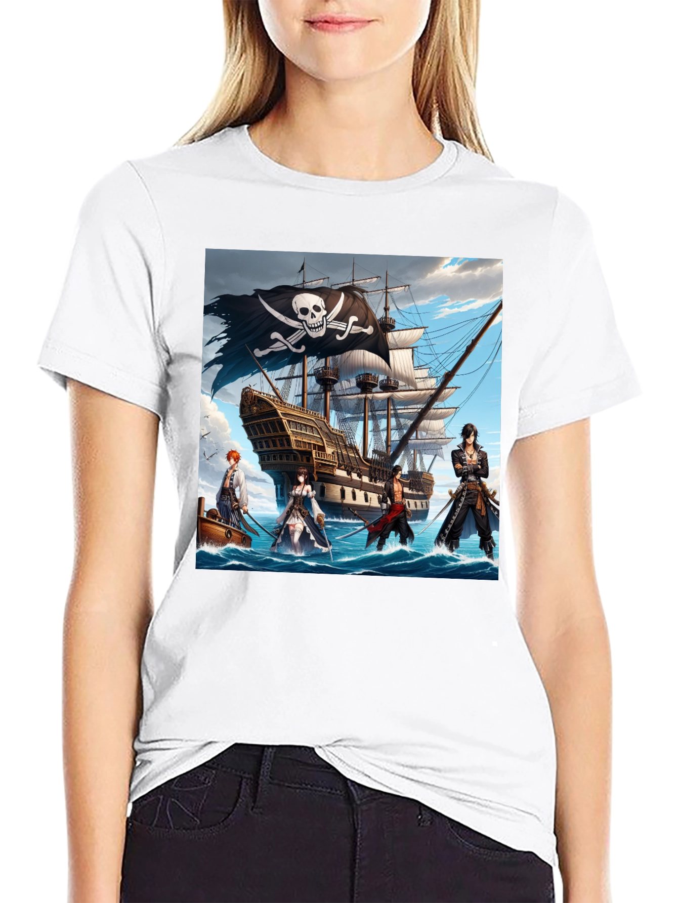 Pirate Anime T-Shirt - Black Cotton Tee