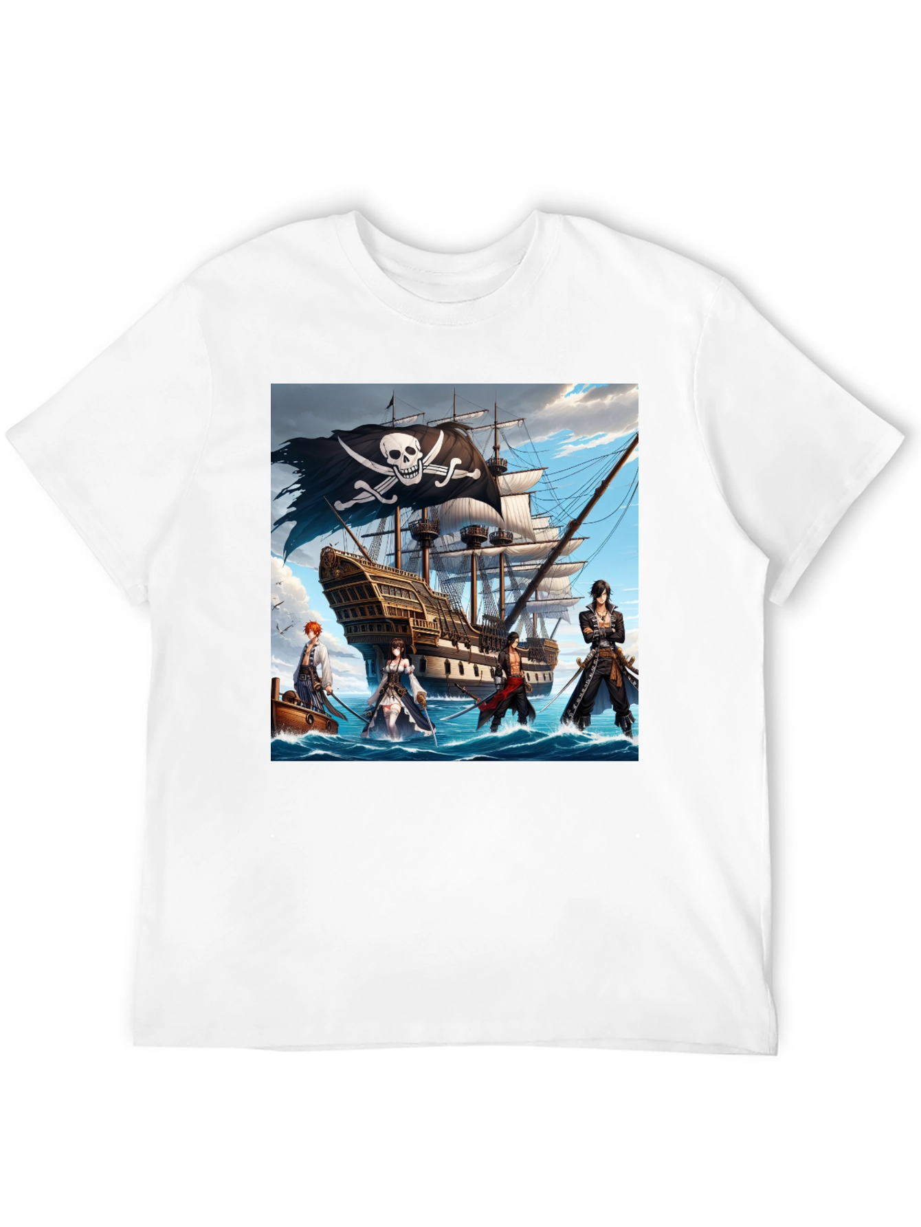 Pirate Anime T-Shirt - Black Cotton Tee