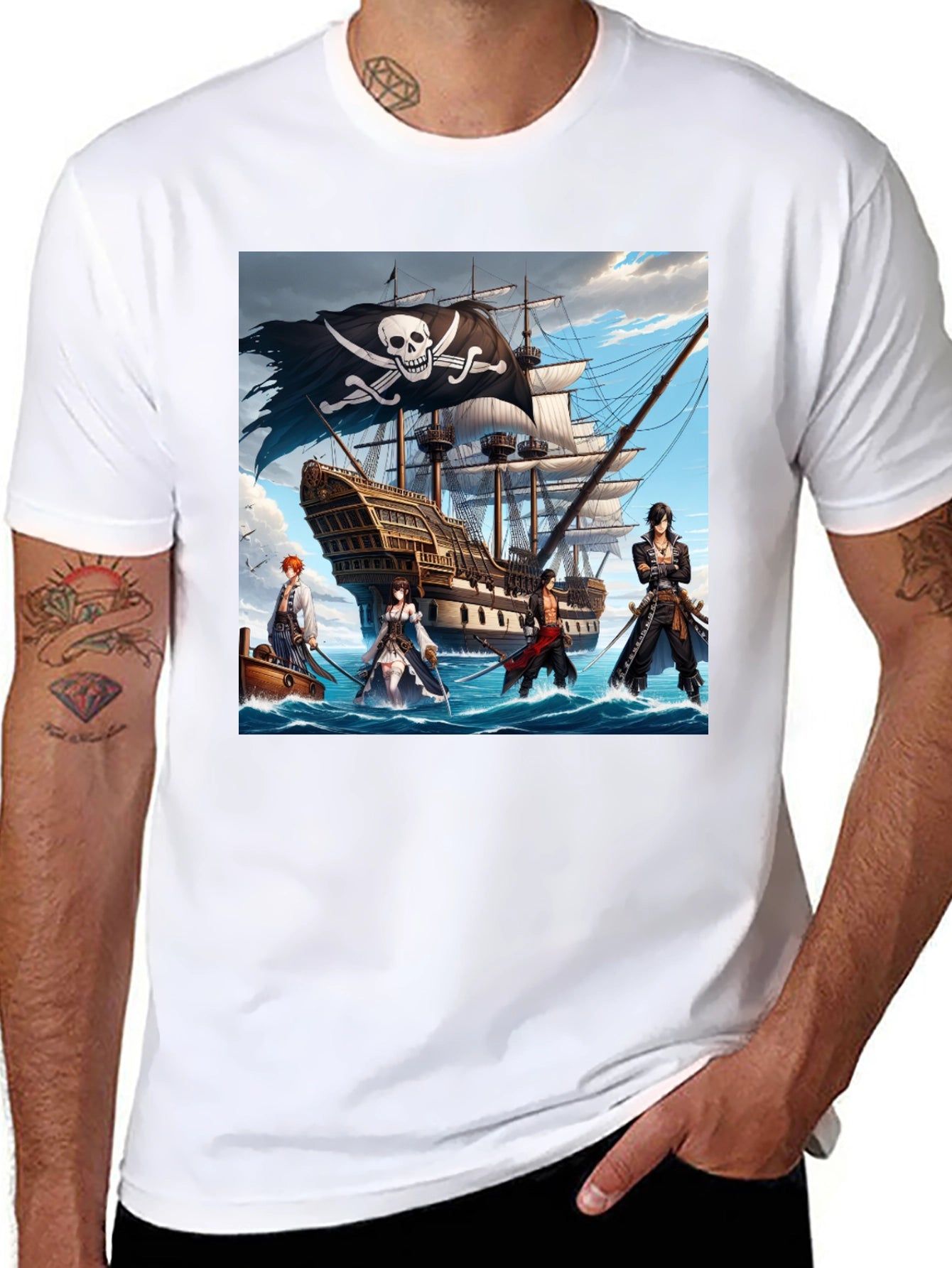 Pirate Anime T-Shirt - Black Cotton Tee