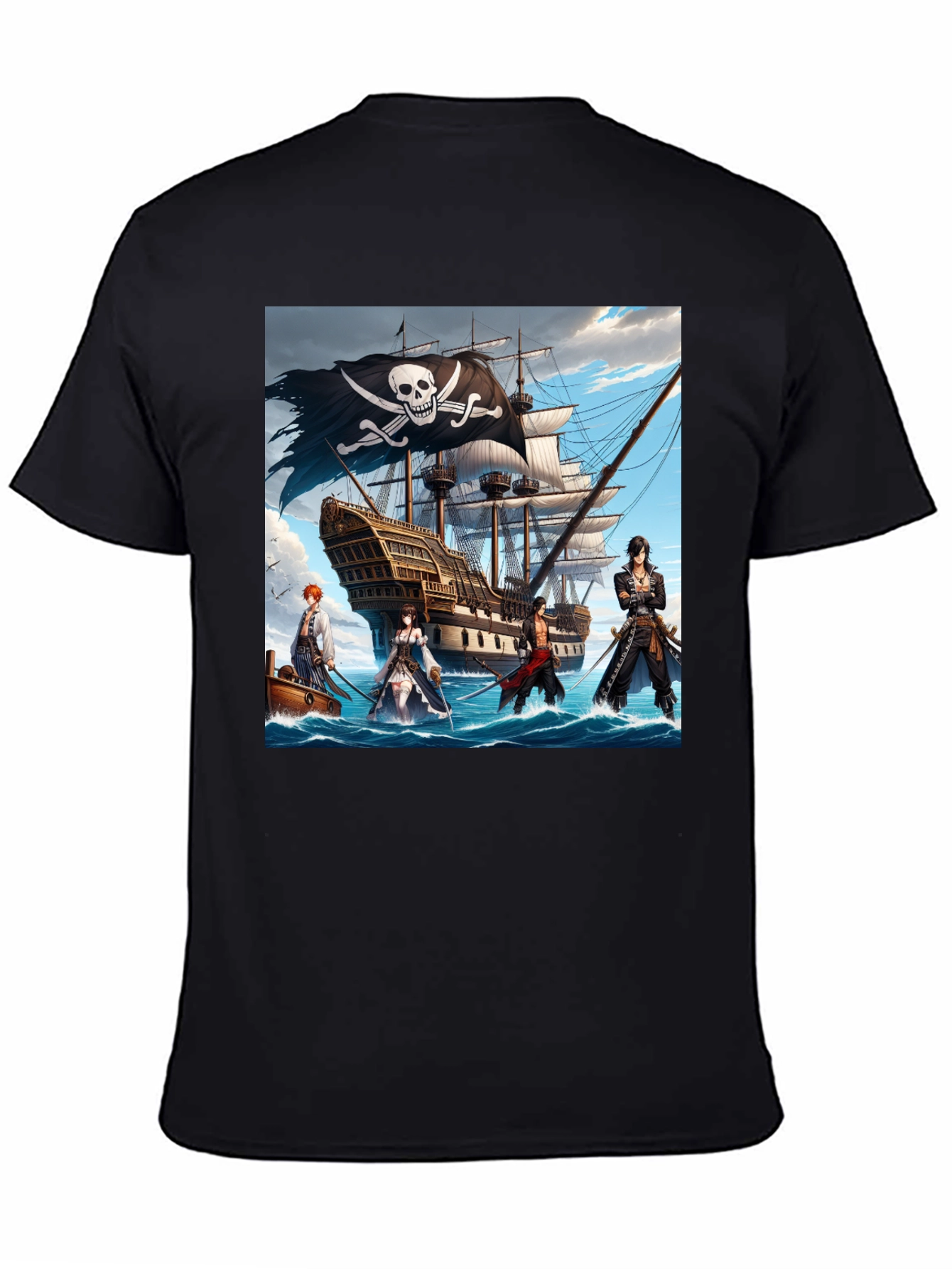Pirate Anime T-Shirt - Black Cotton Tee