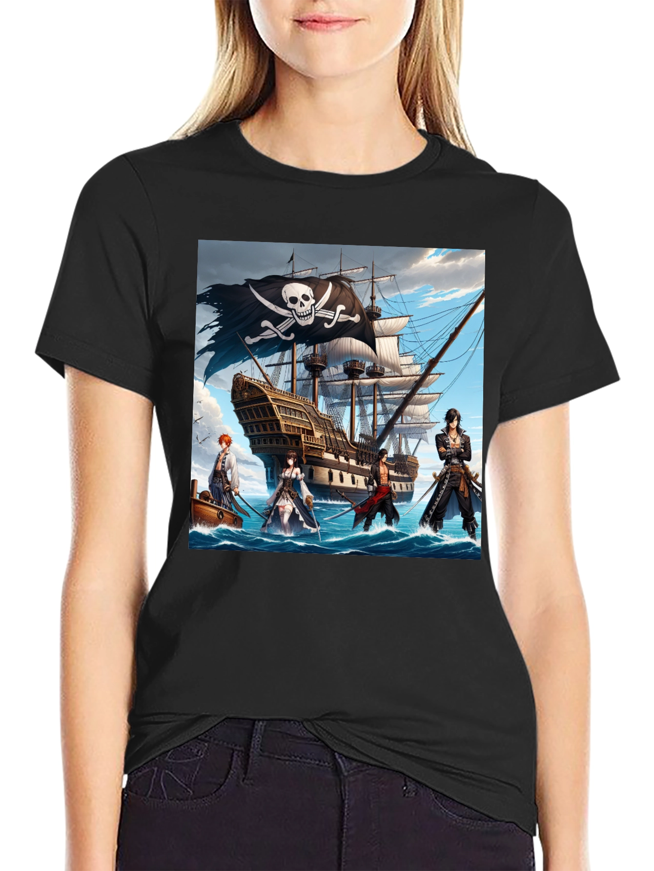Pirate Anime T-Shirt - Black Cotton Tee