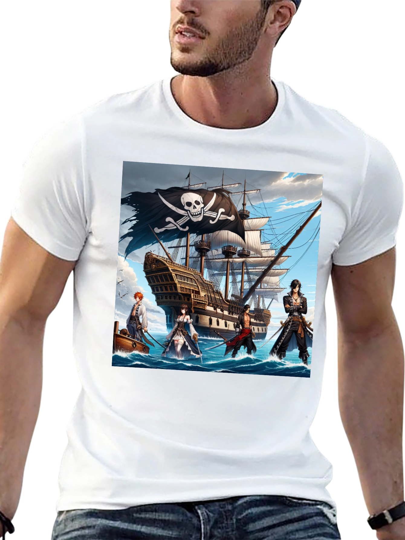 Pirate Anime T-Shirt - Black Cotton Tee