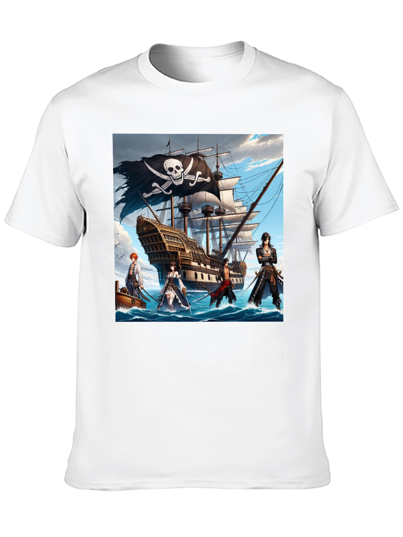 Pirate Anime T-Shirt - Black Cotton Tee